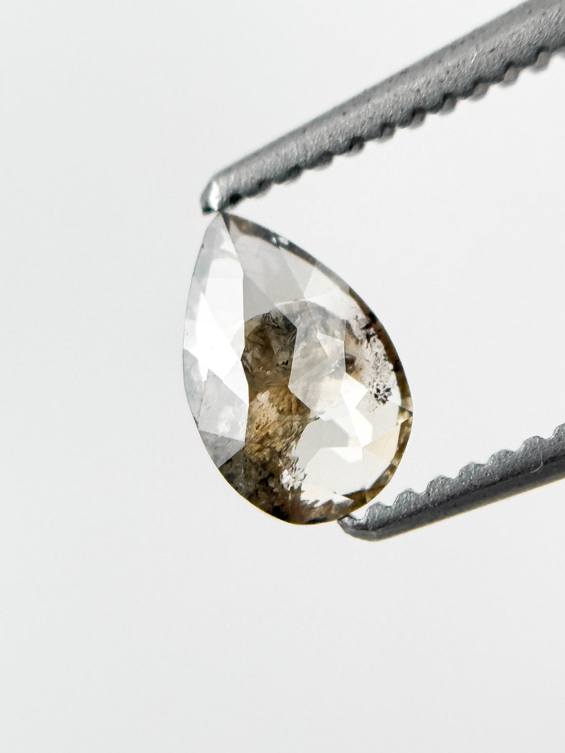 0.42 Ct Pear Rose Cut Grey Natural Minimalist Diamond