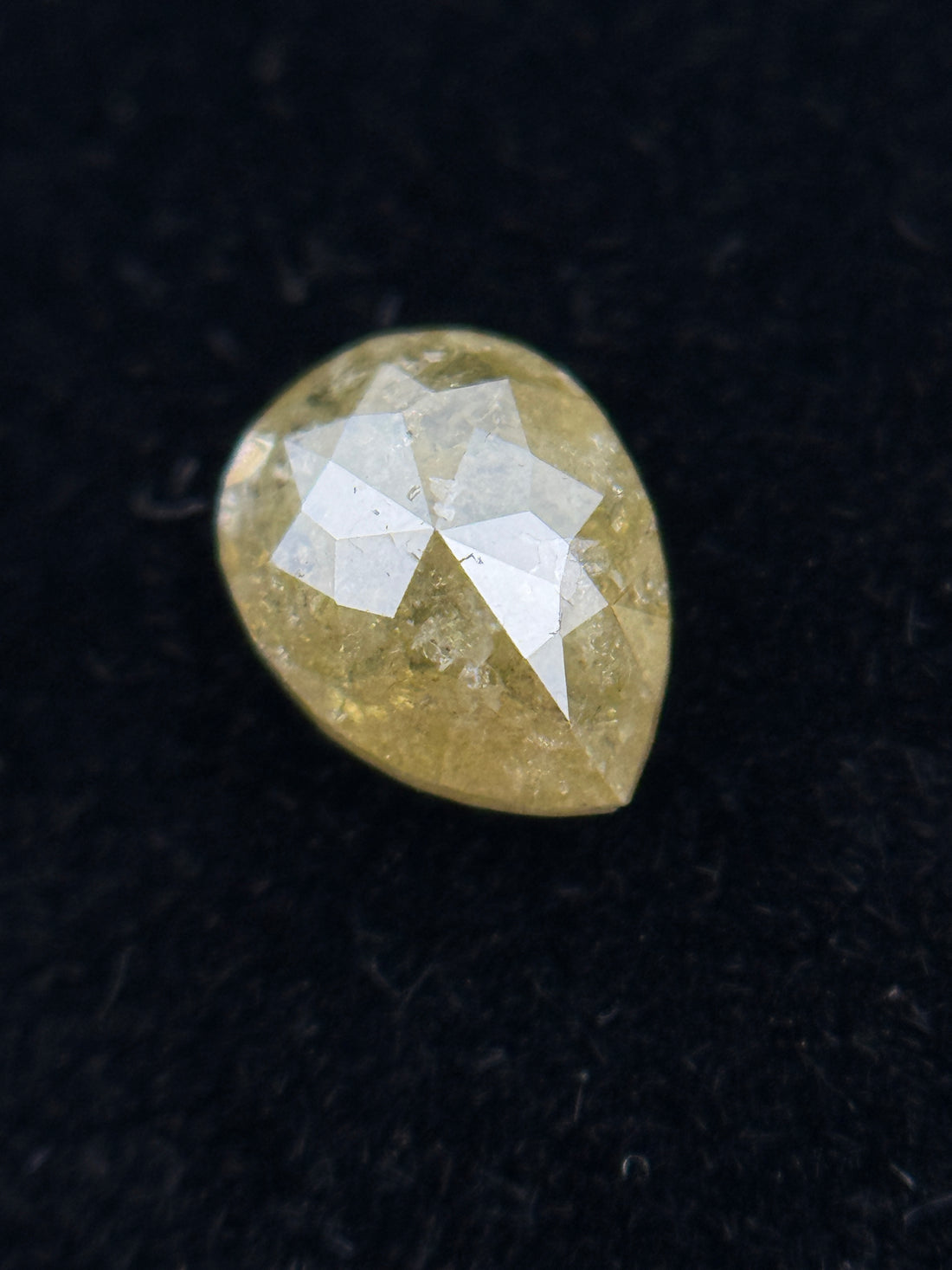 0.62 Ct Pear Rose Cut Yellow Natural Salt and Pepper Diamond