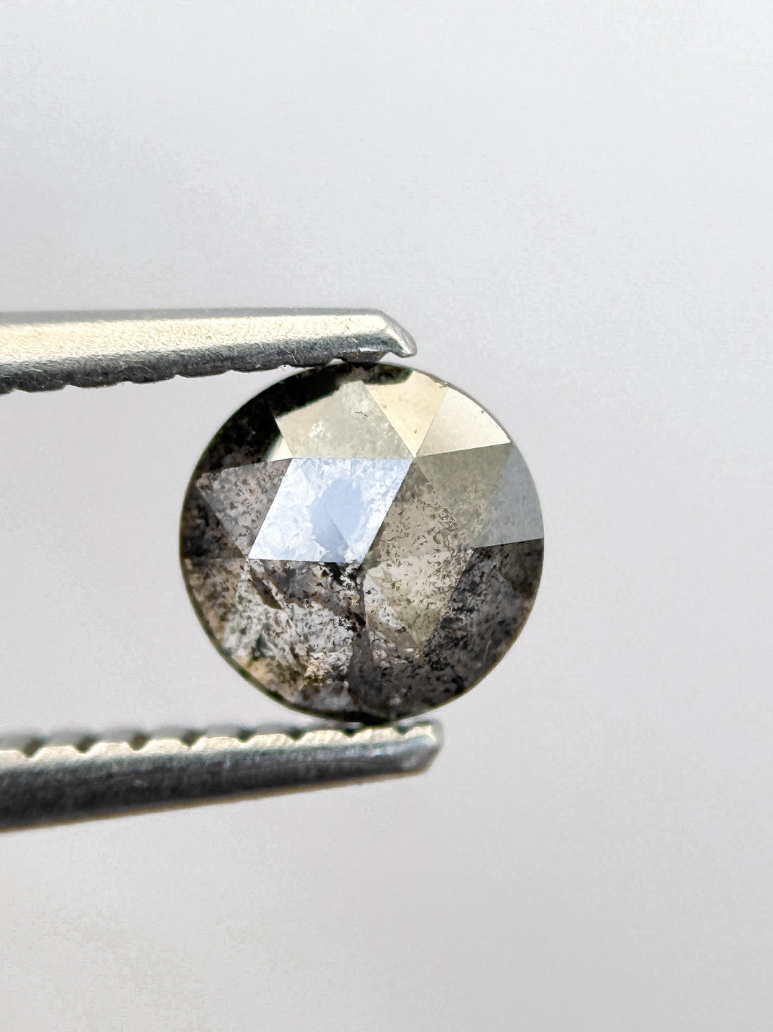 0.67 Ct Round Rose Cut Grey Natural Salt and Pepper Diamond