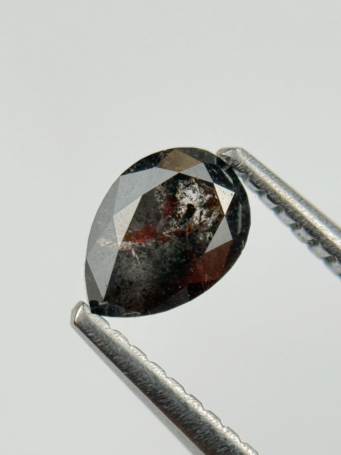 0.83 Ct Pear Rose Cut Grey Natural Salt and Pepper Diamond