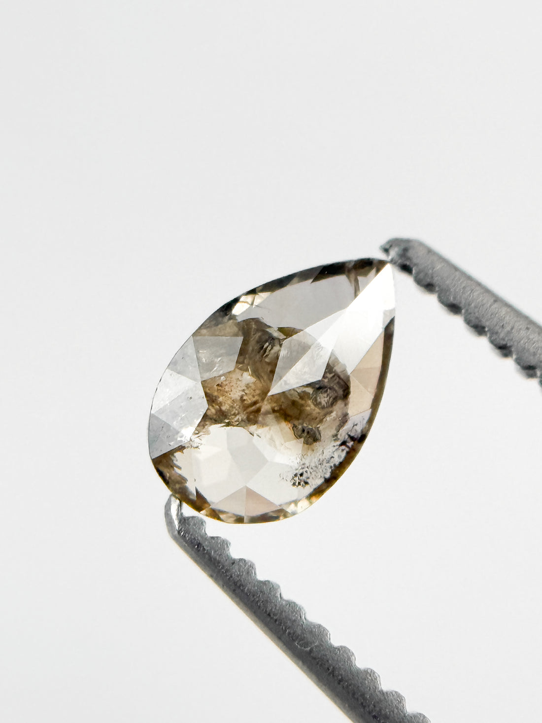 0.42 Ct Pear Rose Cut Grey Natural Minimalist Diamond