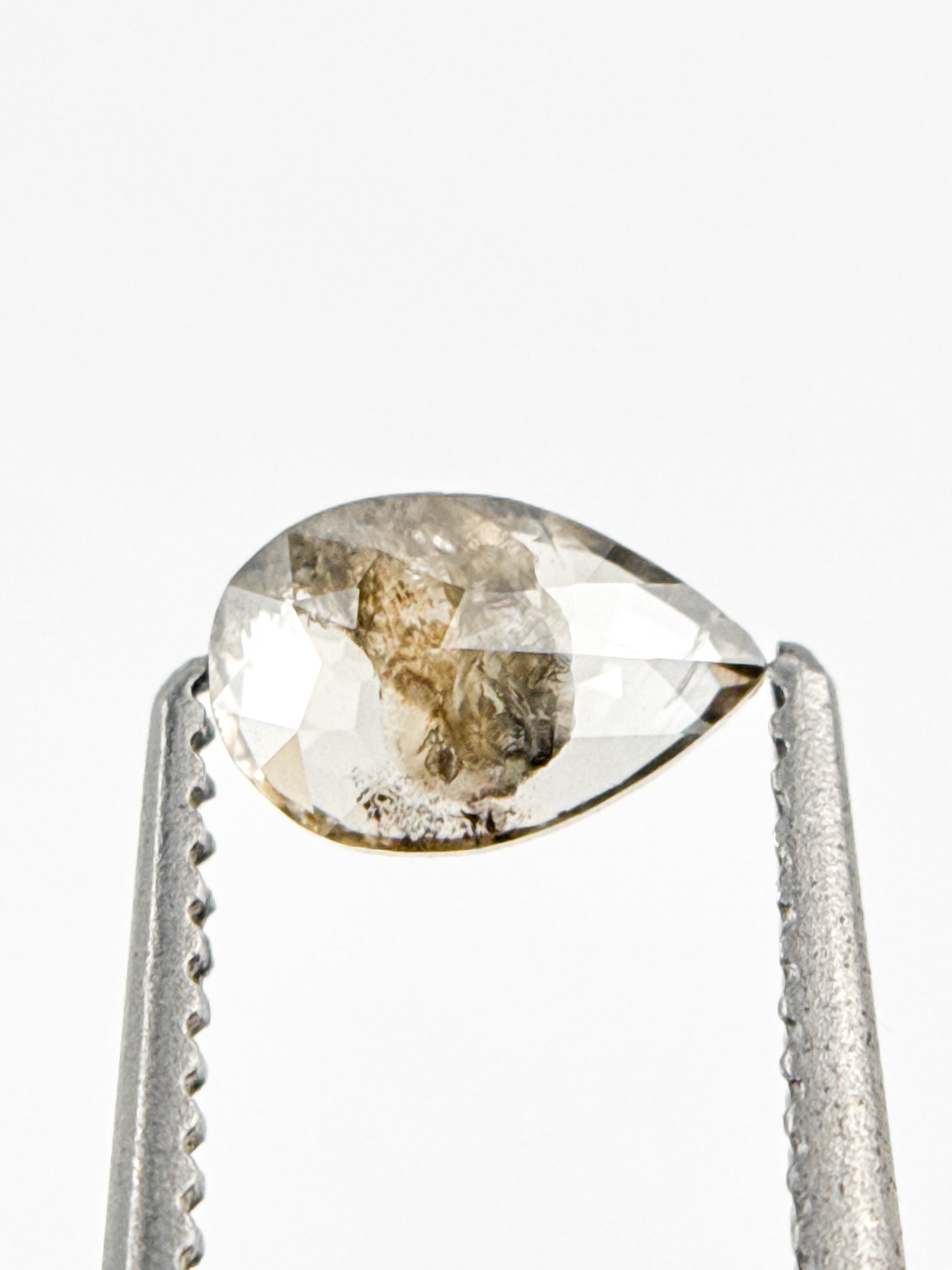 0.42 Ct Pear Rose Cut Grey Natural Minimalist Diamond