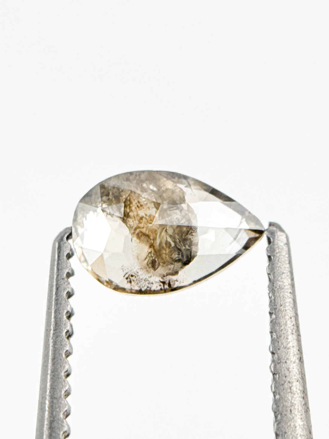 0.42 Ct Pear Rose Cut Grey Natural Minimalist Diamond