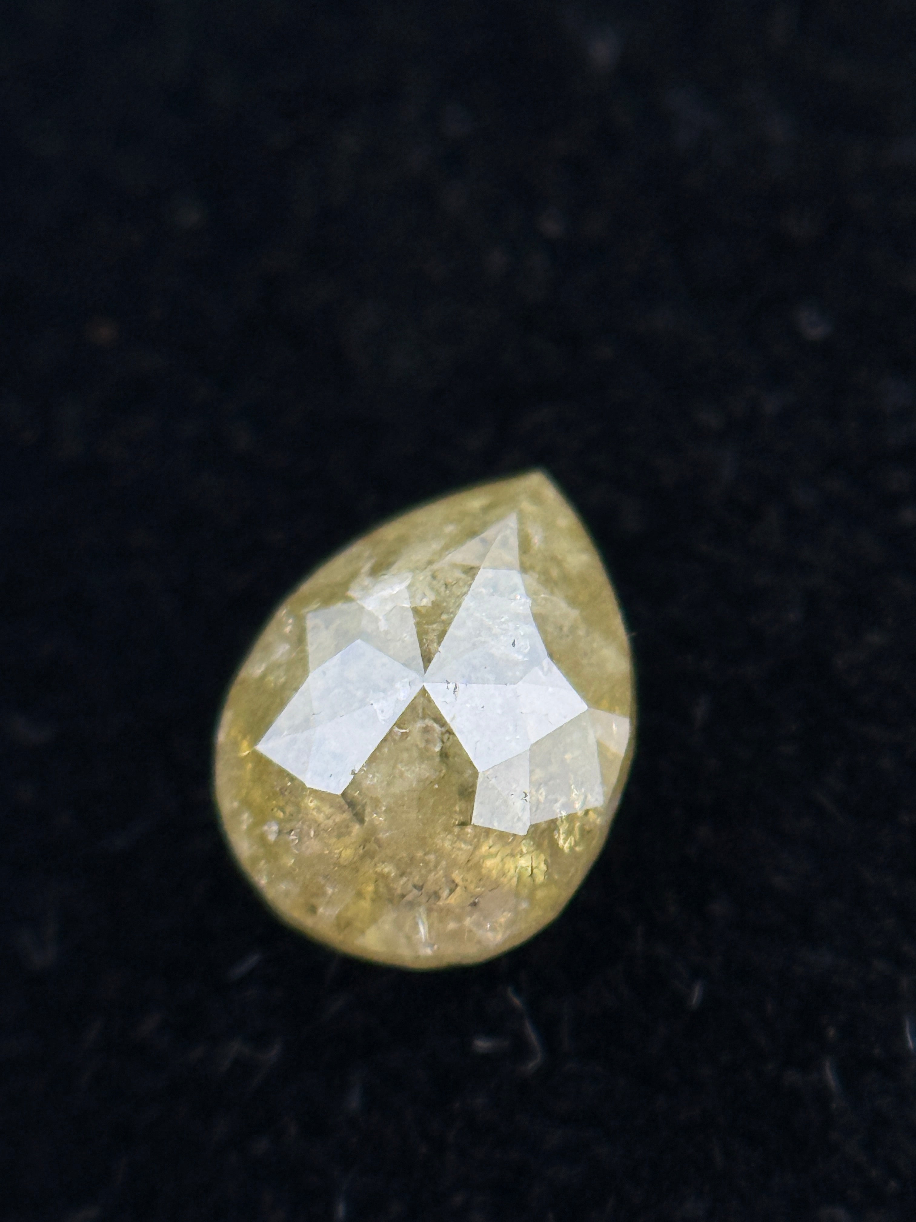 0.62 Ct Pear Rose Cut Yellow Natural Salt and Pepper Diamond