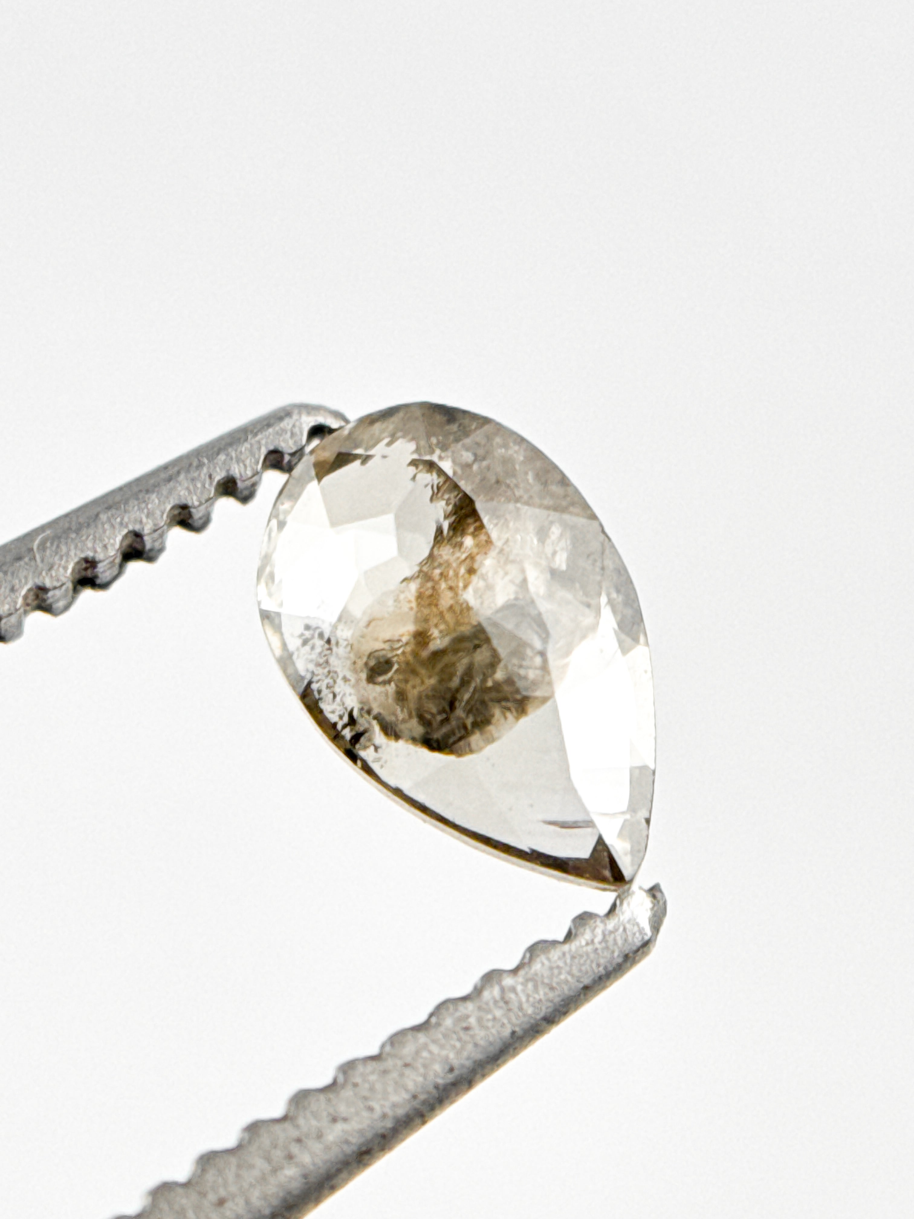 0.42 Ct Pear Rose Cut Grey Natural Minimalist Diamond