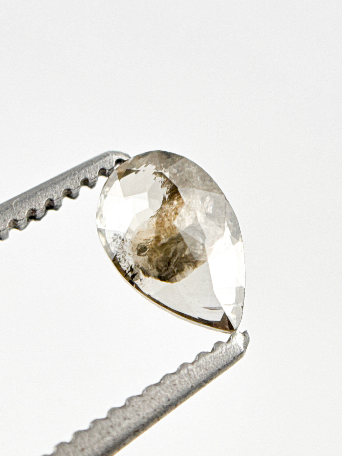 0.42 Ct Pear Rose Cut Grey Natural Minimalist Diamond
