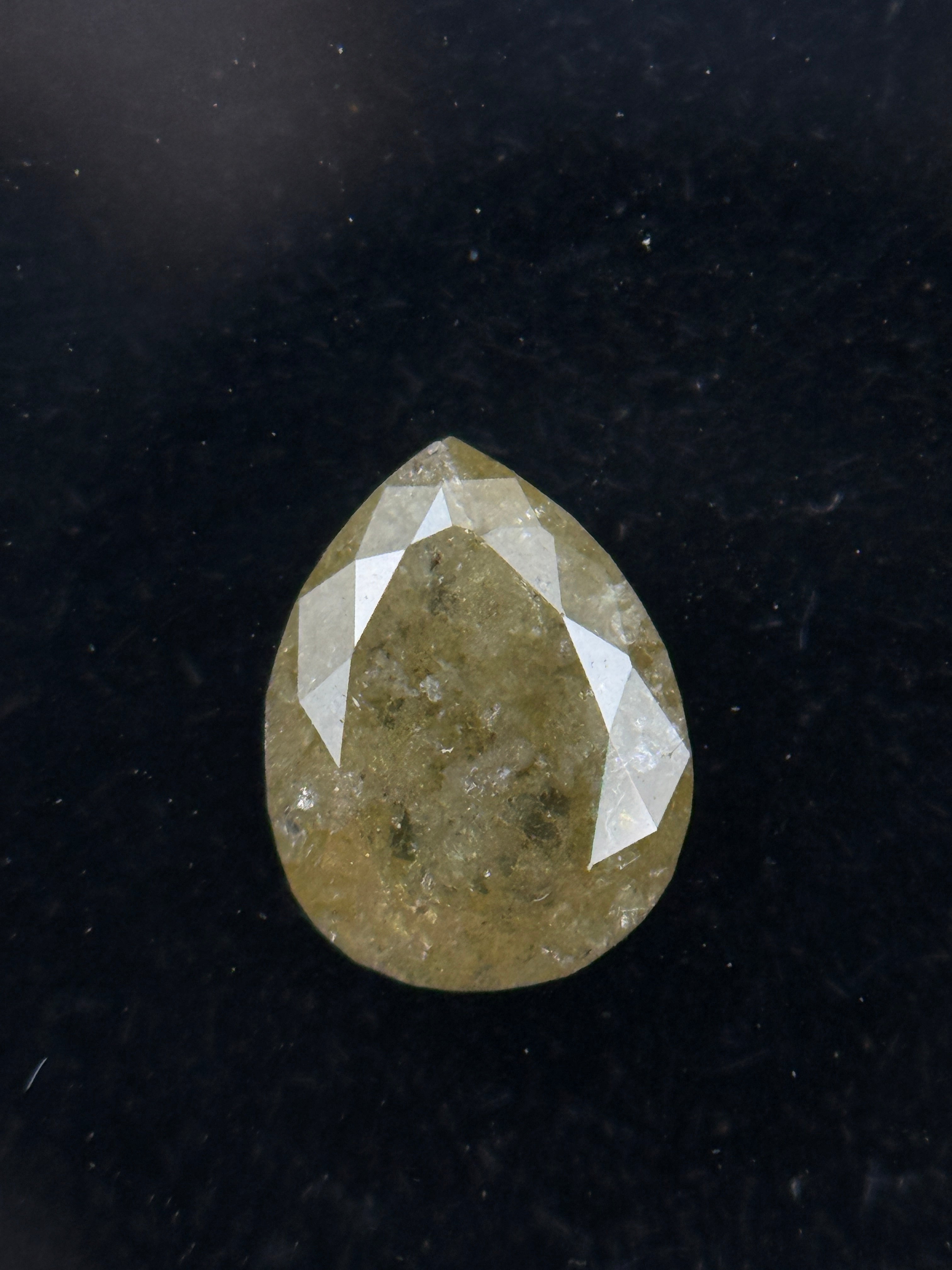 0.62 Ct Pear Rose Cut Yellow Natural Salt and Pepper Diamond