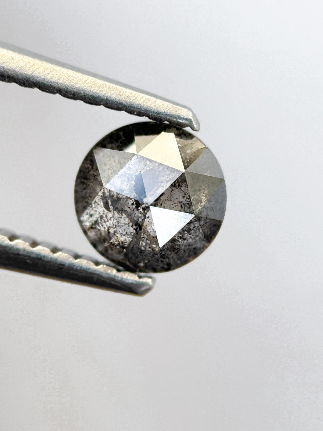 0.67 Ct Round Rose Cut Grey Natural Salt and Pepper Diamond