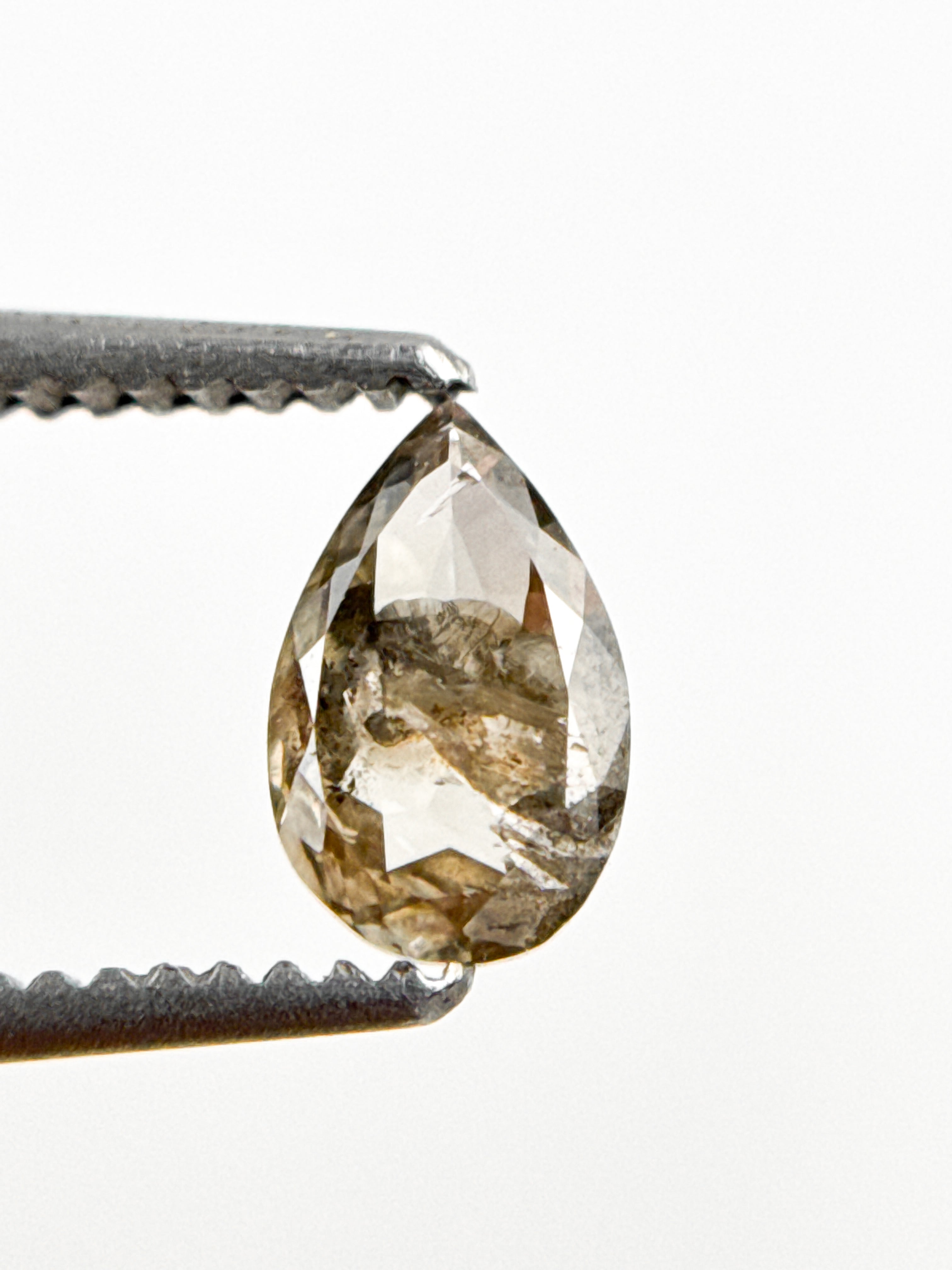 0.42 Ct Pear Rose Cut Grey Natural Minimalist Diamond