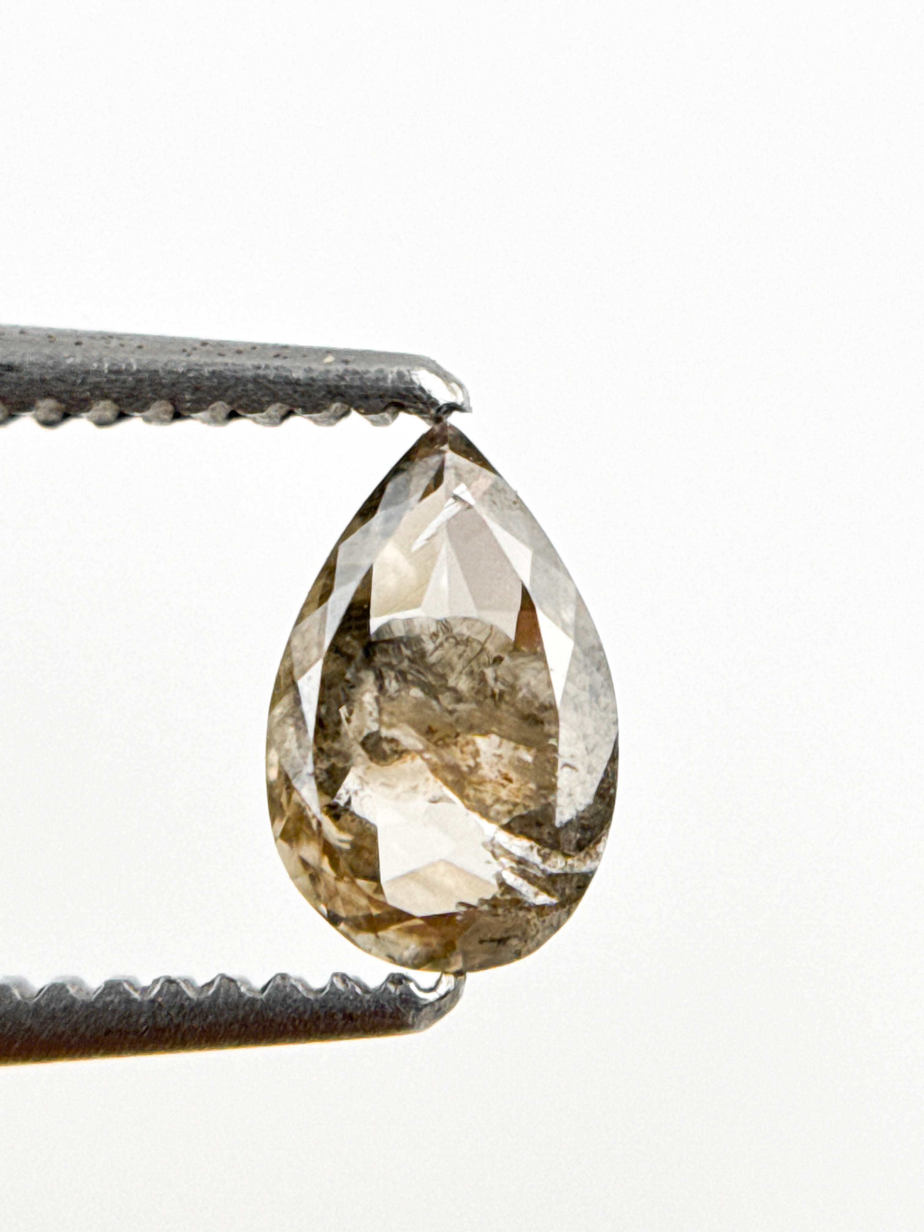 0.42 Ct Pear Rose Cut Grey Natural Minimalist Diamond