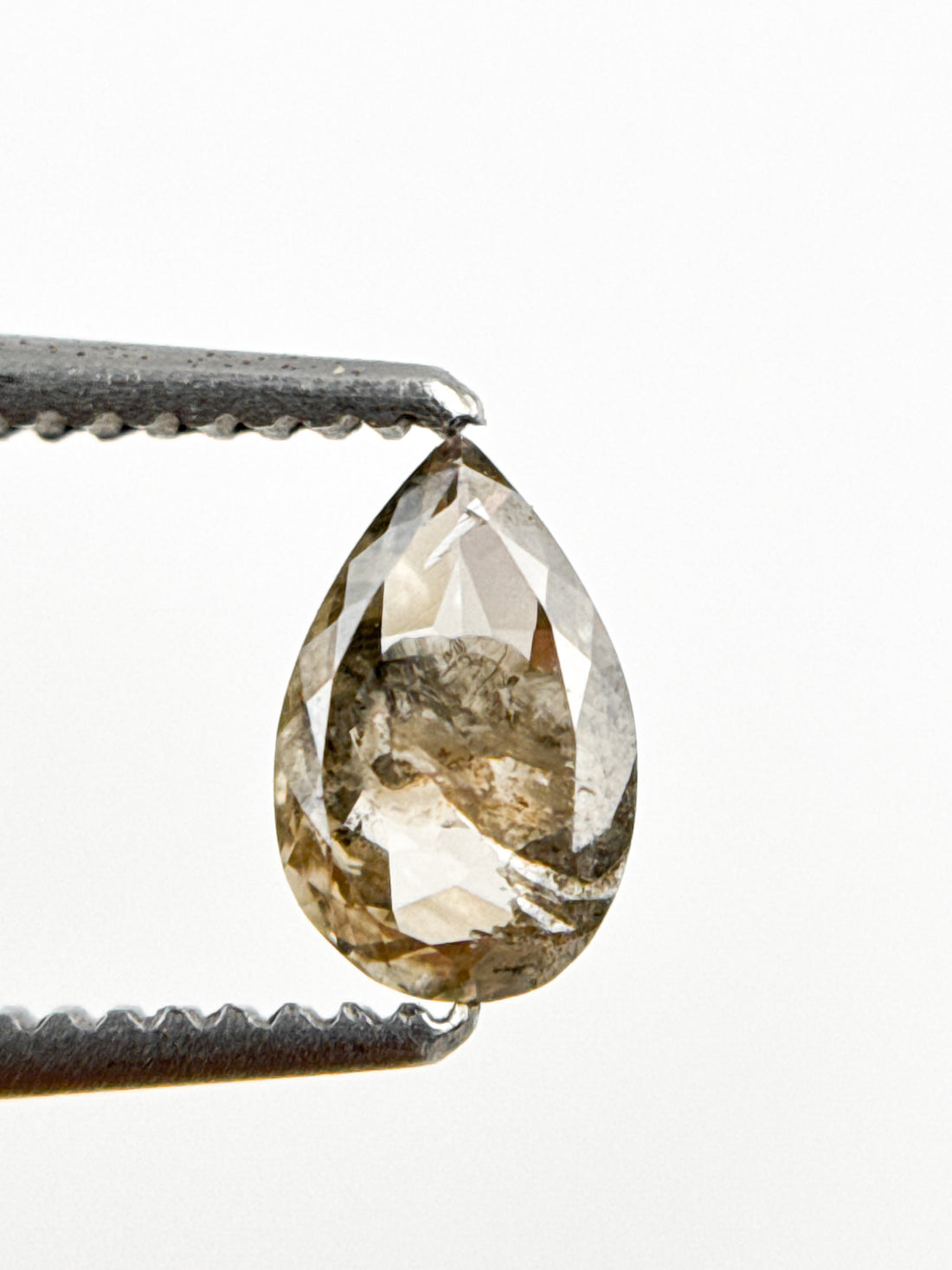 0.42 Ct Pear Rose Cut Grey Natural Minimalist Diamond