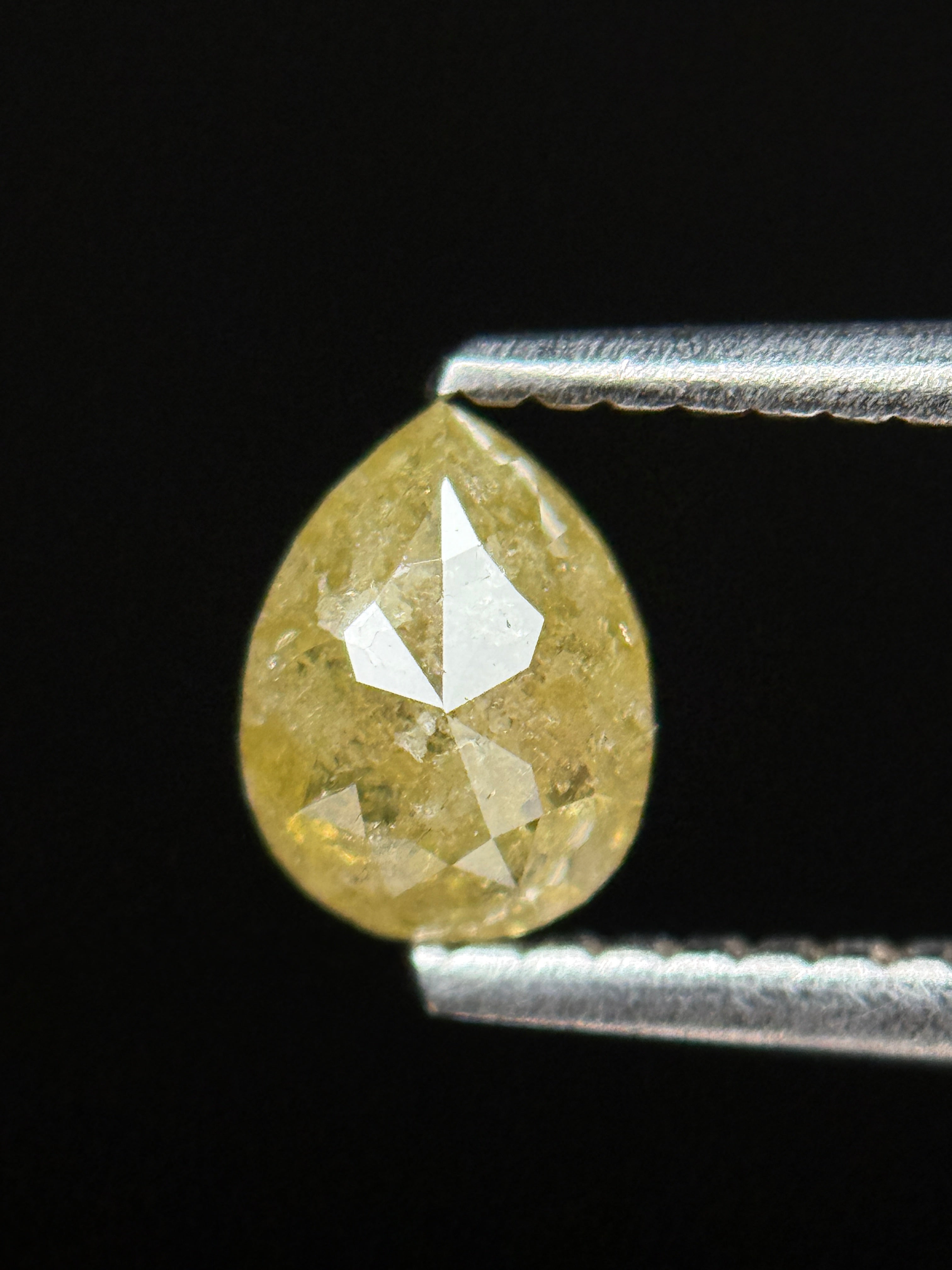 0.62 Ct Pear Rose Cut Yellow Natural Salt and Pepper Diamond