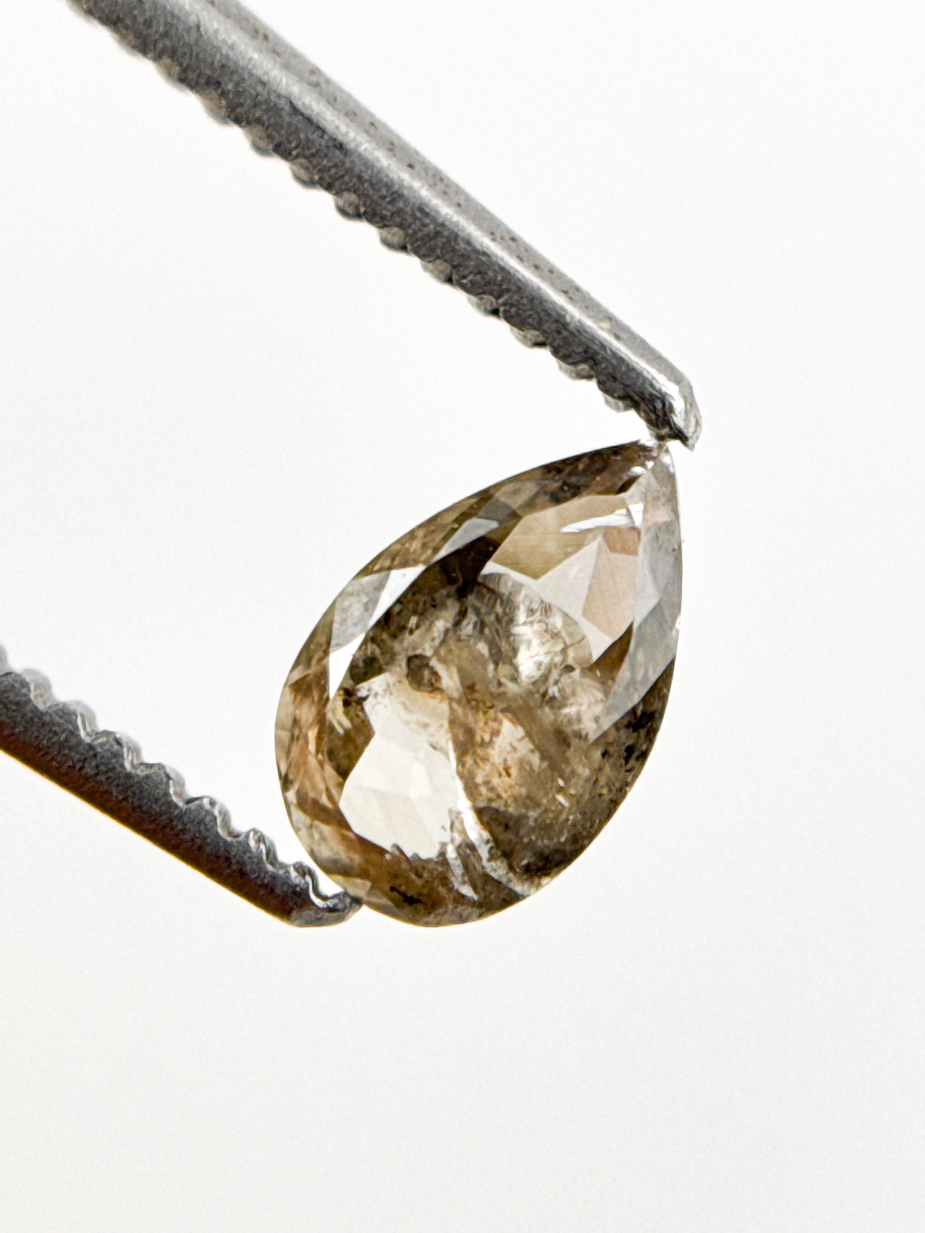 0.42 Ct Pear Rose Cut Grey Natural Minimalist Diamond