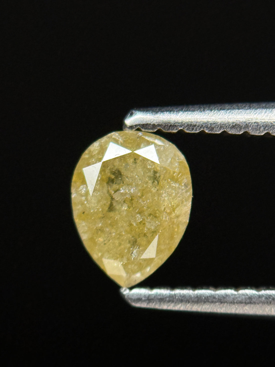 0.62 Ct Pear Rose Cut Yellow Natural Salt and Pepper Diamond
