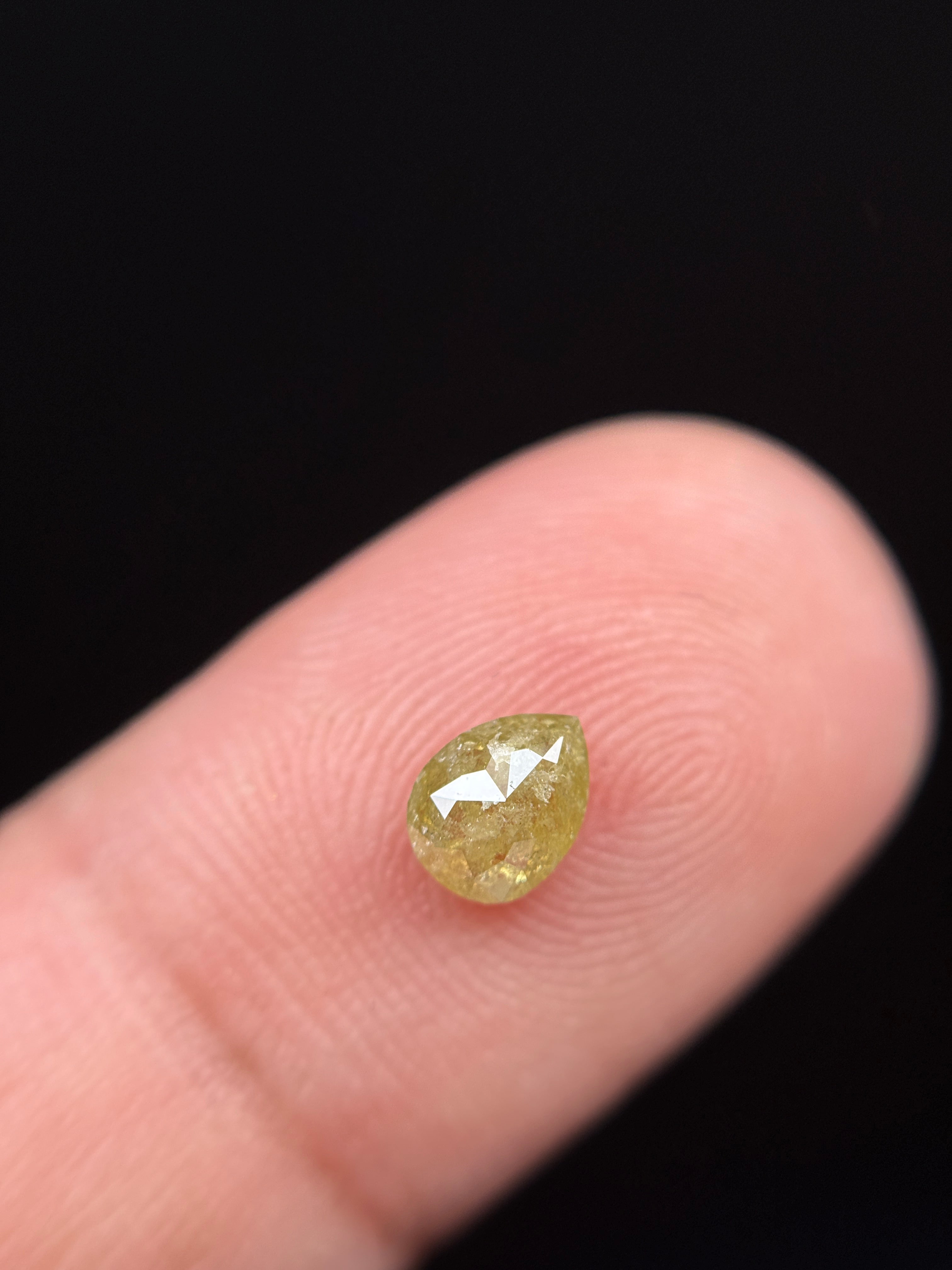 0.62 Ct Pear Rose Cut Yellow Natural Salt and Pepper Diamond