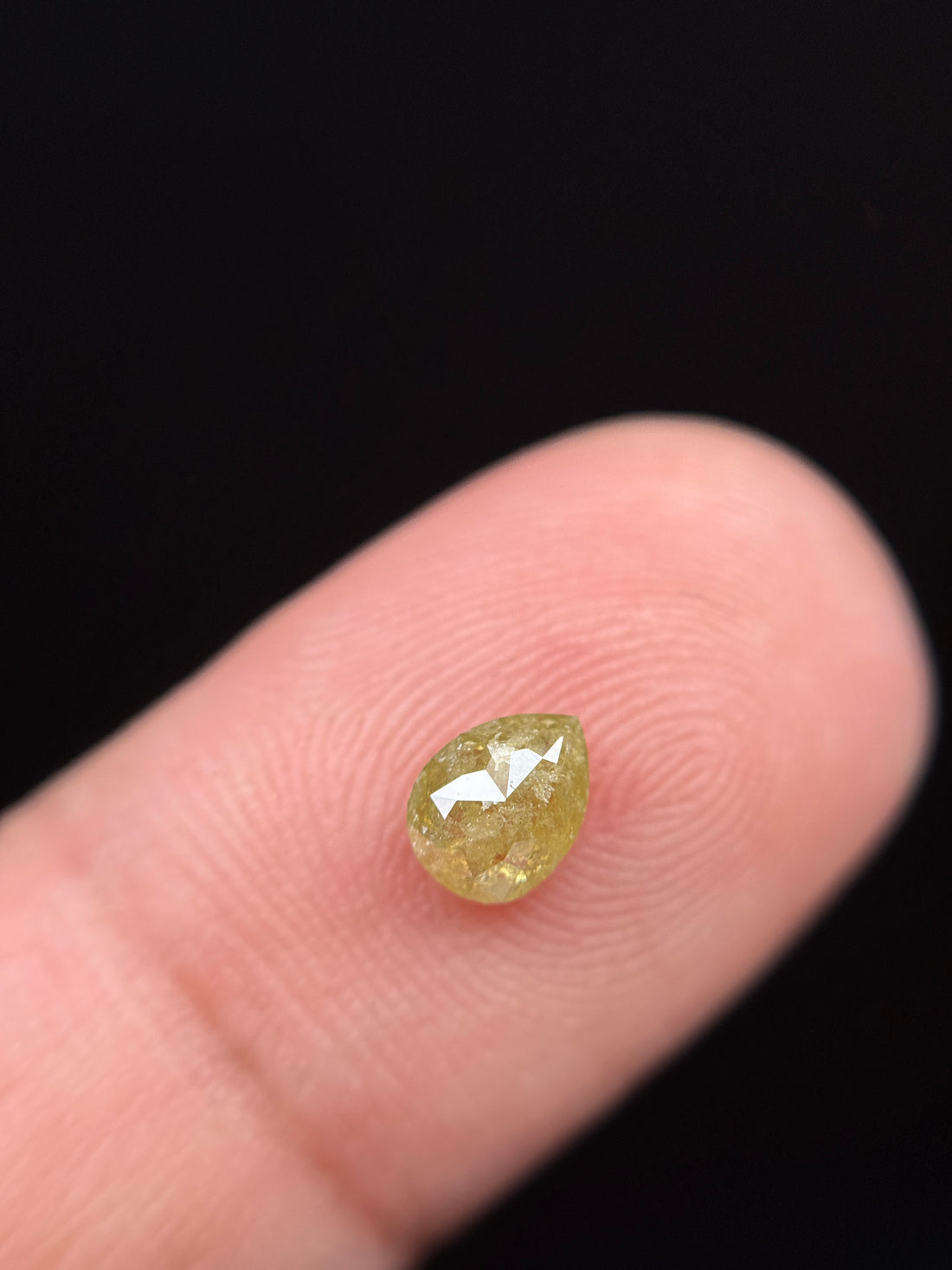 0.62 Ct Pear Rose Cut Yellow Natural Salt and Pepper Diamond