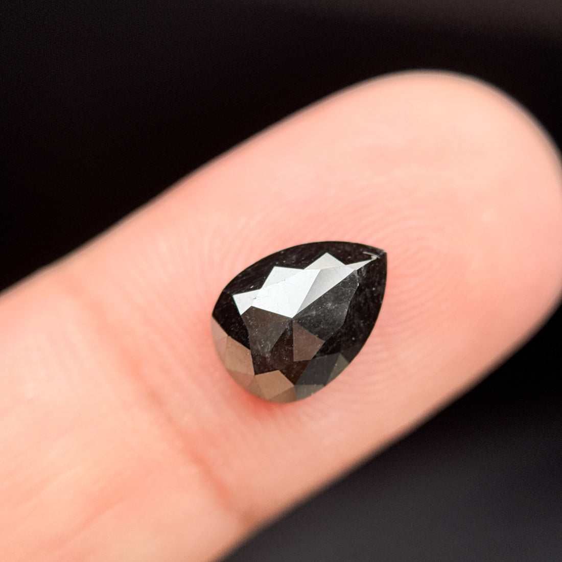 2.34 Ct Pear Rose Cut Black Natural Minimal Diamond