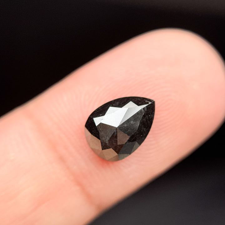 2.34 Ct Pear Rose Cut Black Natural Minimal Diamond