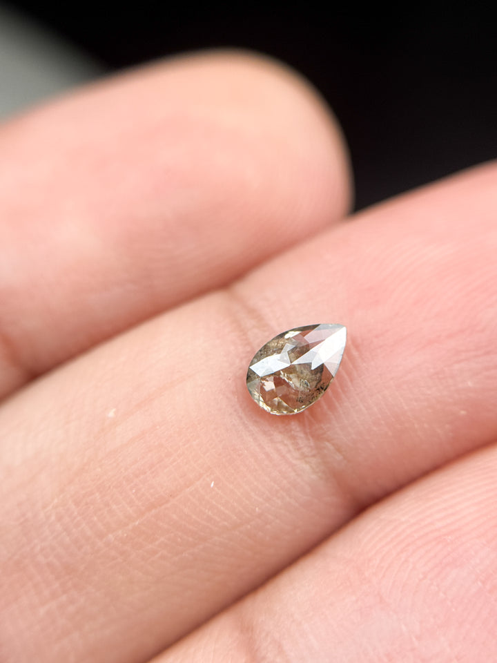 0.42 Ct Pear Rose Cut Grey Natural Minimalist Diamond