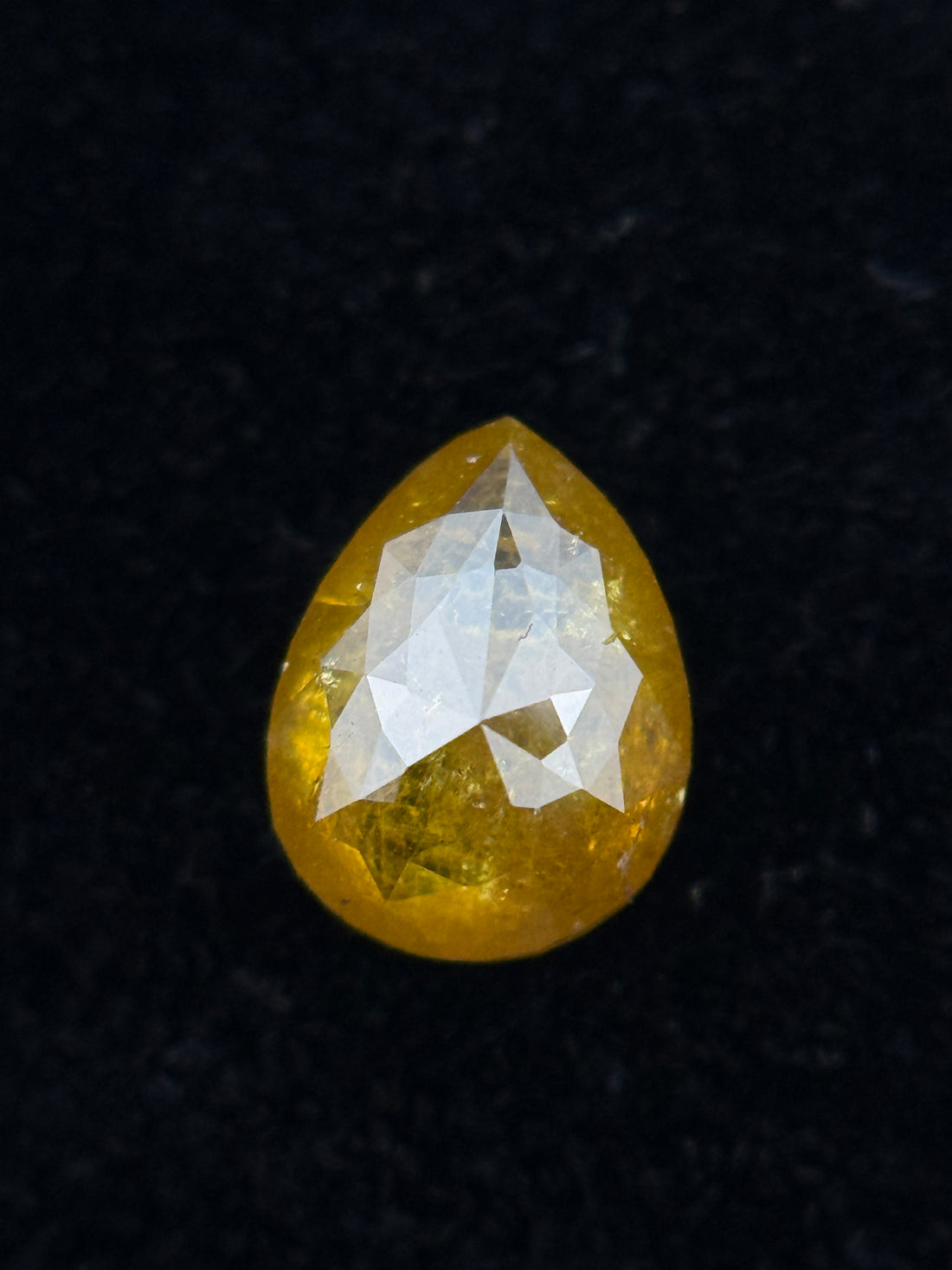 0.60 Ct Pear Rose Cut Yellow Natural Galaxy Diamond