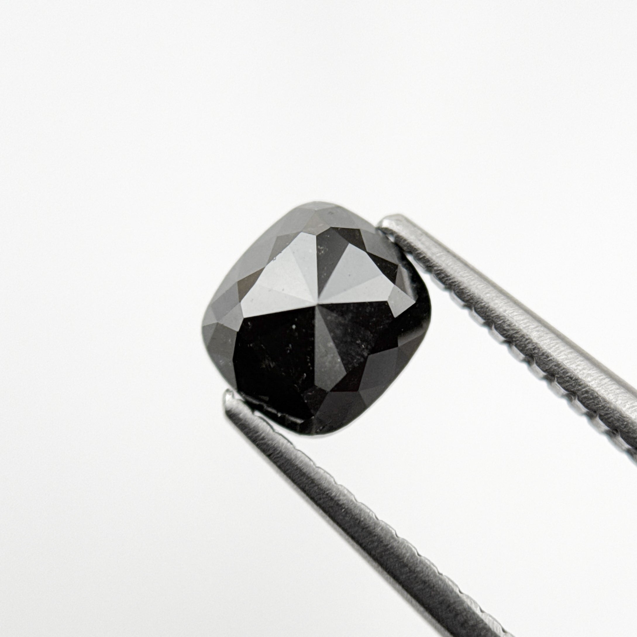 1.44 Ct Cushion Rose Cut Black Natural Fancy Diamond