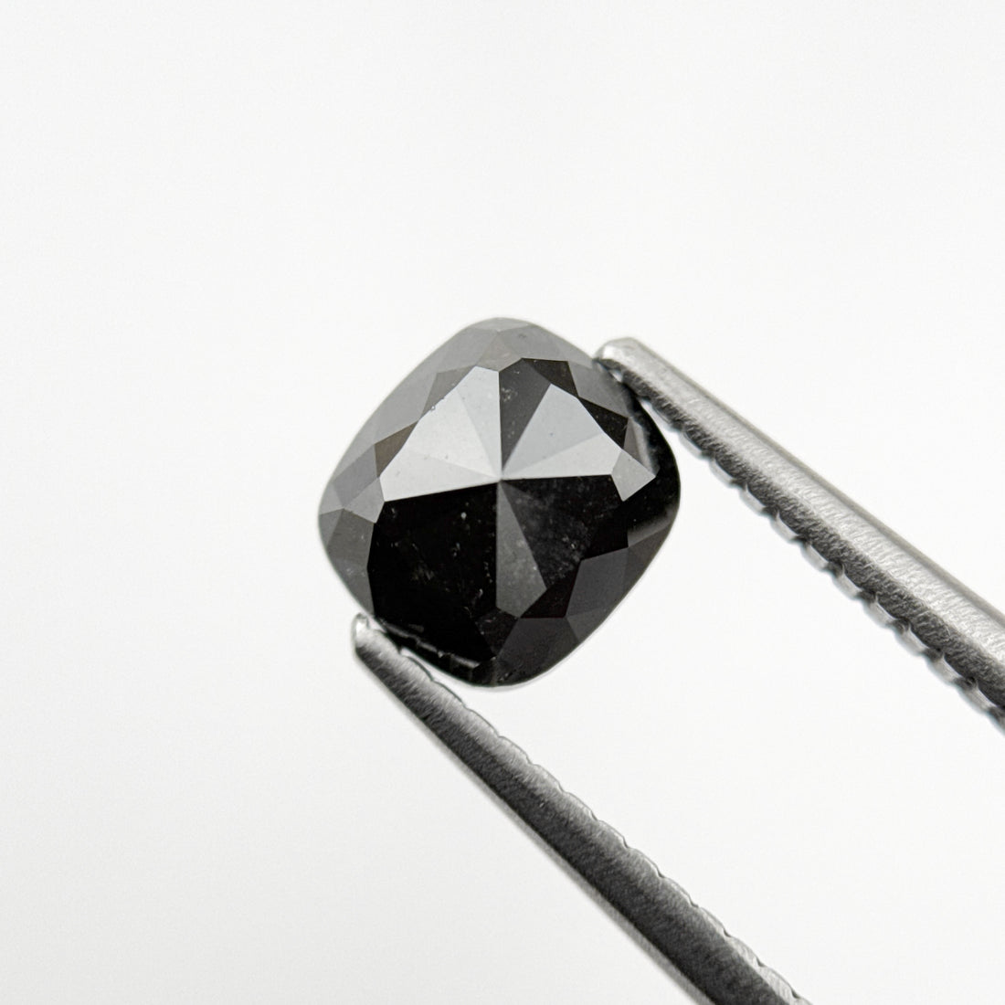 1.44 Ct Cushion Rose Cut Black Natural Fancy Diamond