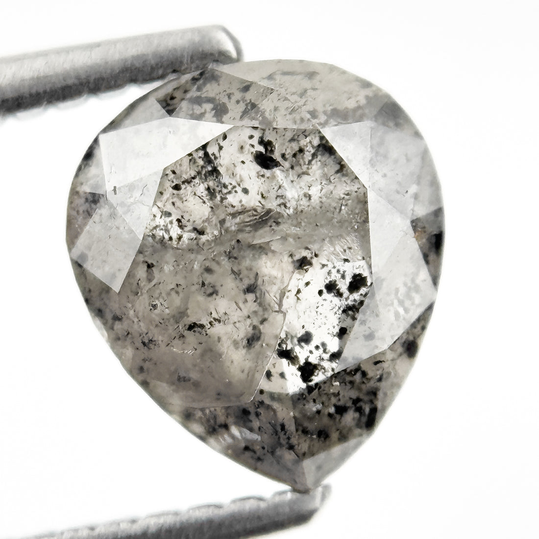 1.63 Ct Pear Rose Cut Grey Natural Galaxy Diamond