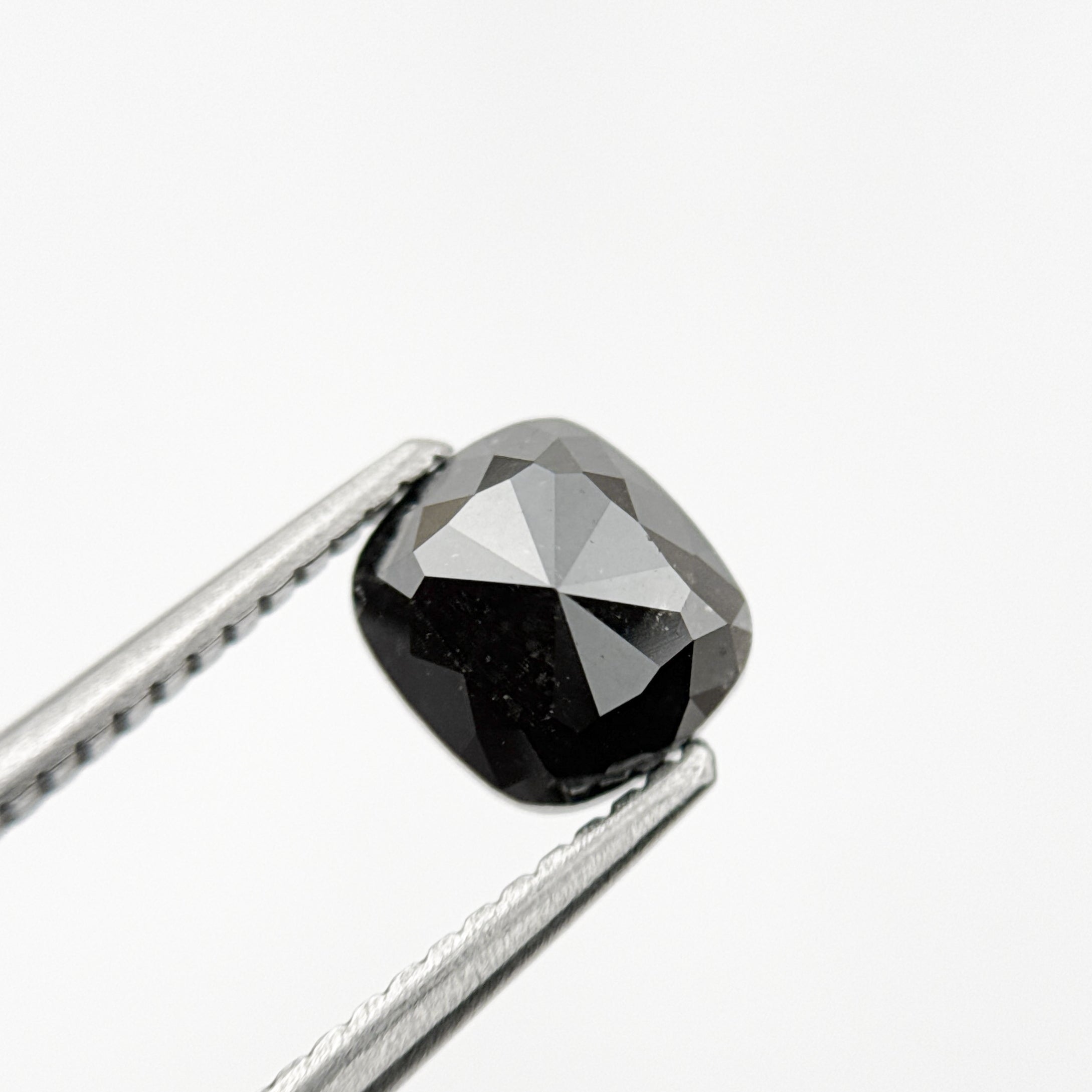 1.44 Ct Cushion Rose Cut Black Natural Fancy Diamond