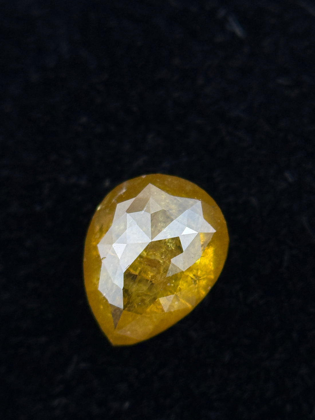 0.60 Ct Pear Rose Cut Yellow Natural Galaxy Diamond