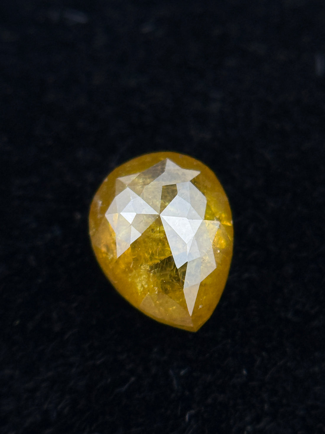 0.60 Ct Pear Rose Cut Yellow Natural Galaxy Diamond