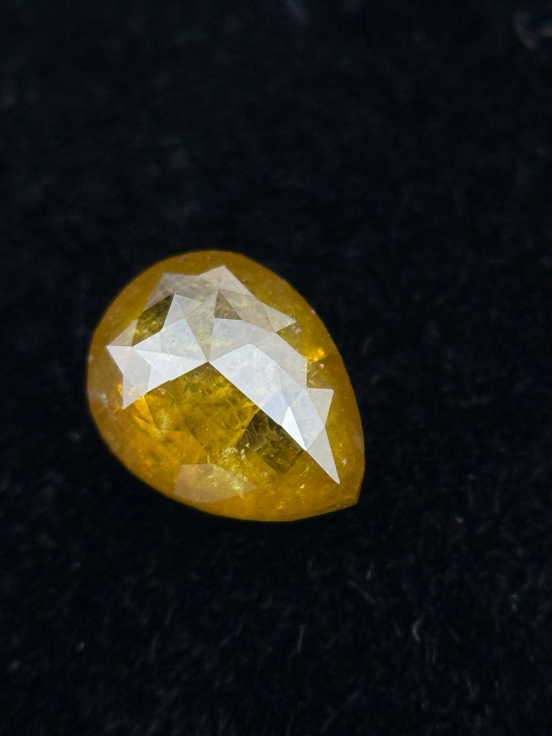 0.60 Ct Pear Rose Cut Yellow Natural Galaxy Diamond