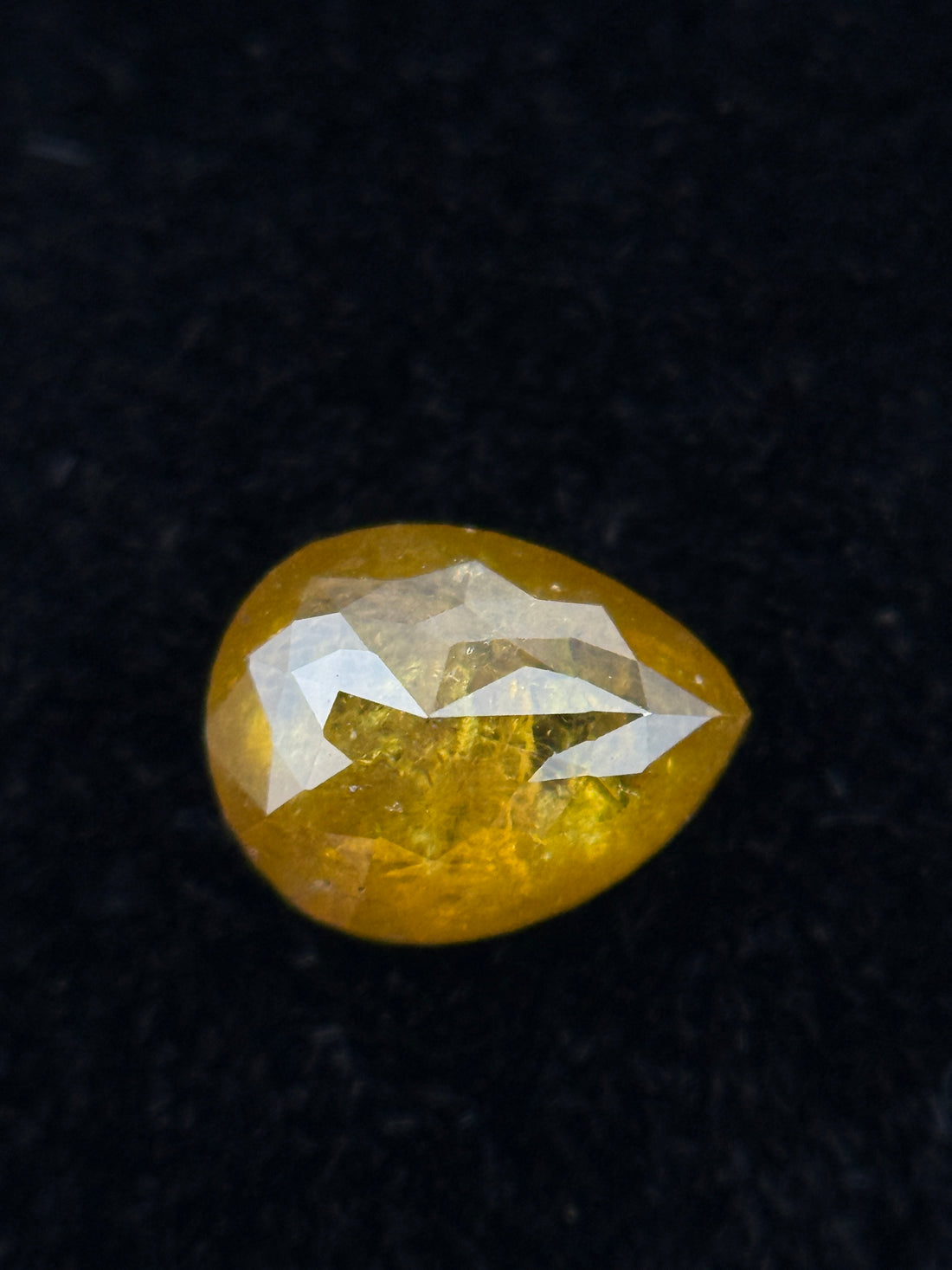 0.60 Ct Pear Rose Cut Yellow Natural Galaxy Diamond