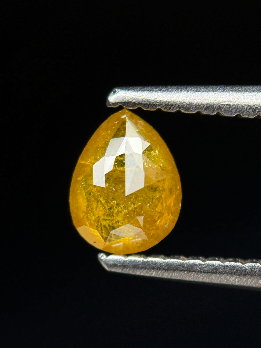 0.60 Ct Pear Rose Cut Yellow Natural Galaxy Diamond