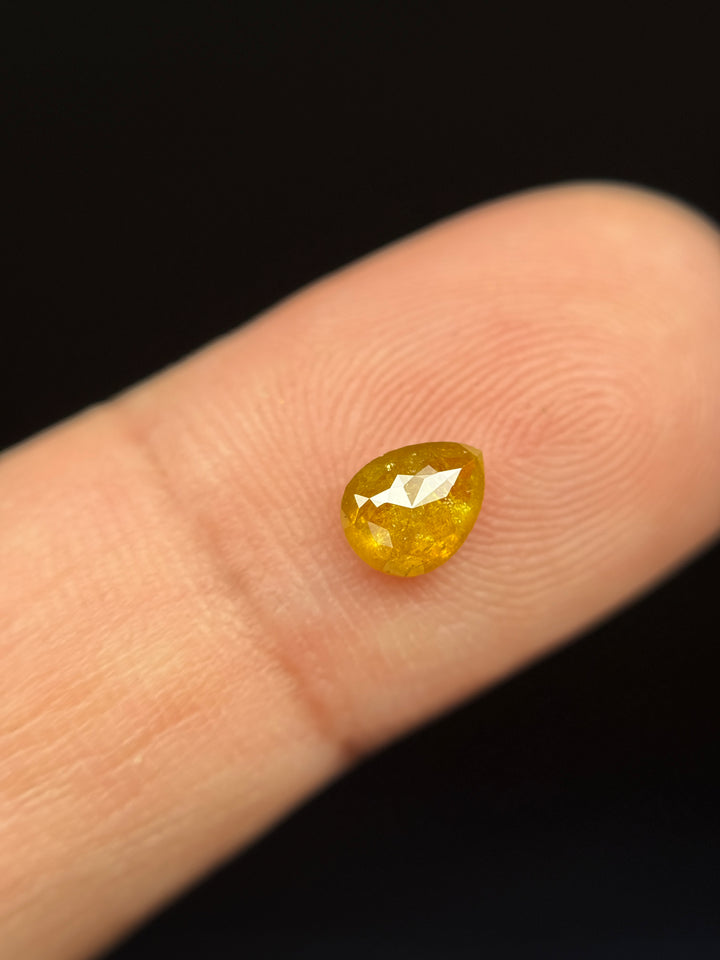 0.60 Ct Pear Rose Cut Yellow Natural Galaxy Diamond