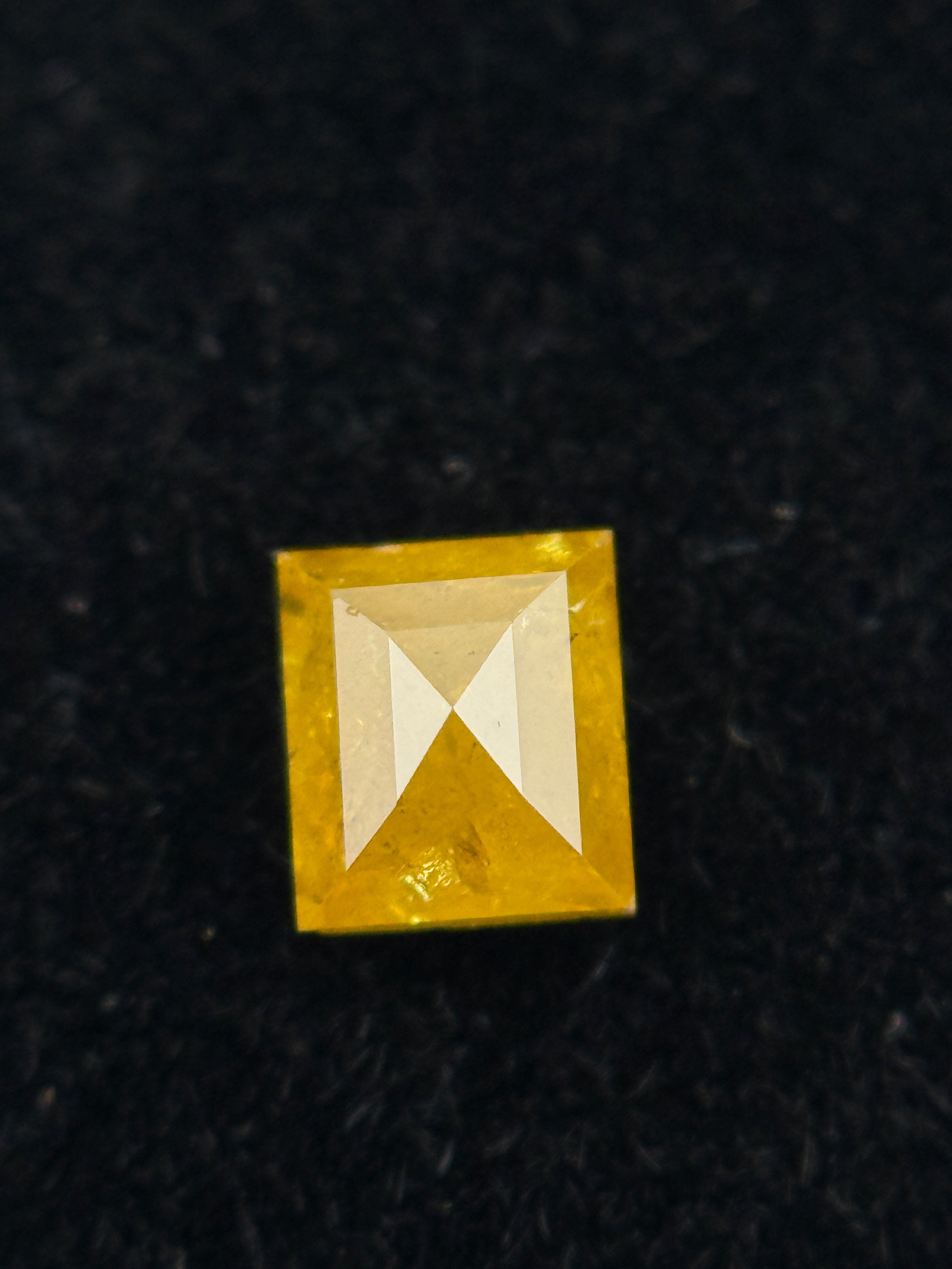 0.46 Ct Square Rose Cut Yellow Natural Antique Diamond