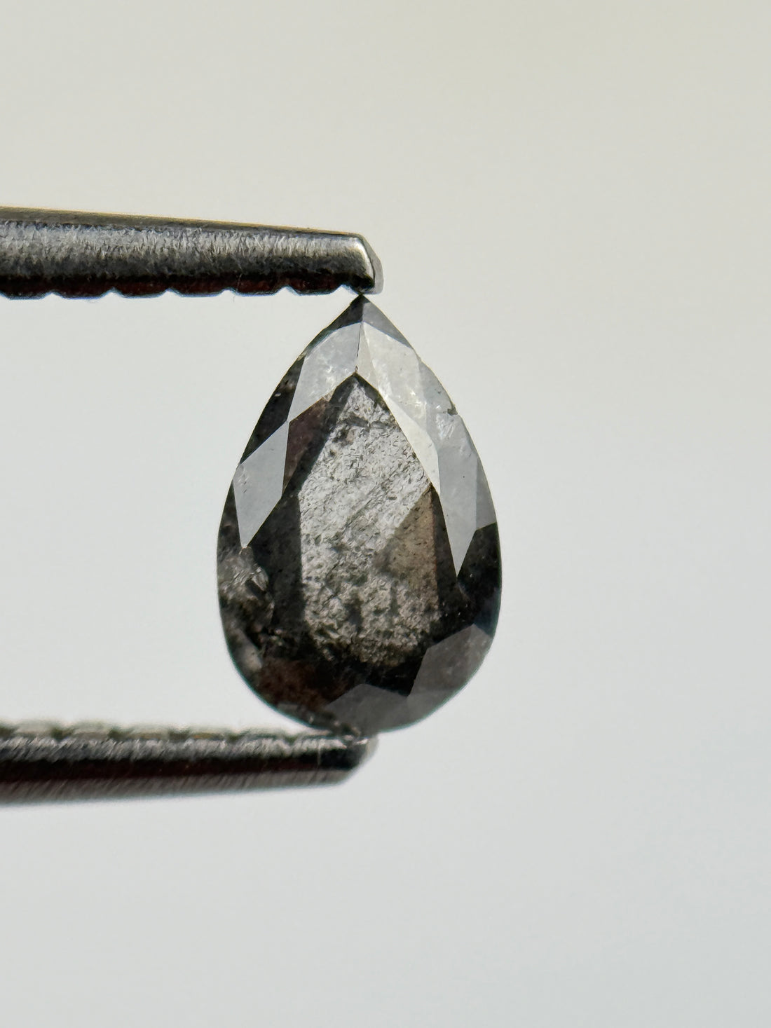 0.41 Ct Pear Rose Cut Grey Natural Salt and Pepper Diamond