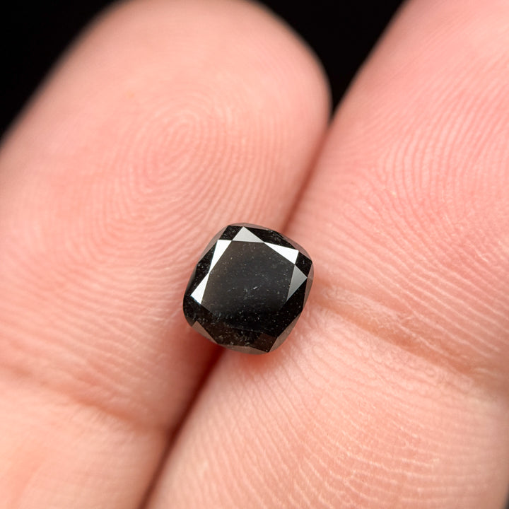 1.44 Ct Cushion Rose Cut Black Natural Fancy Diamond