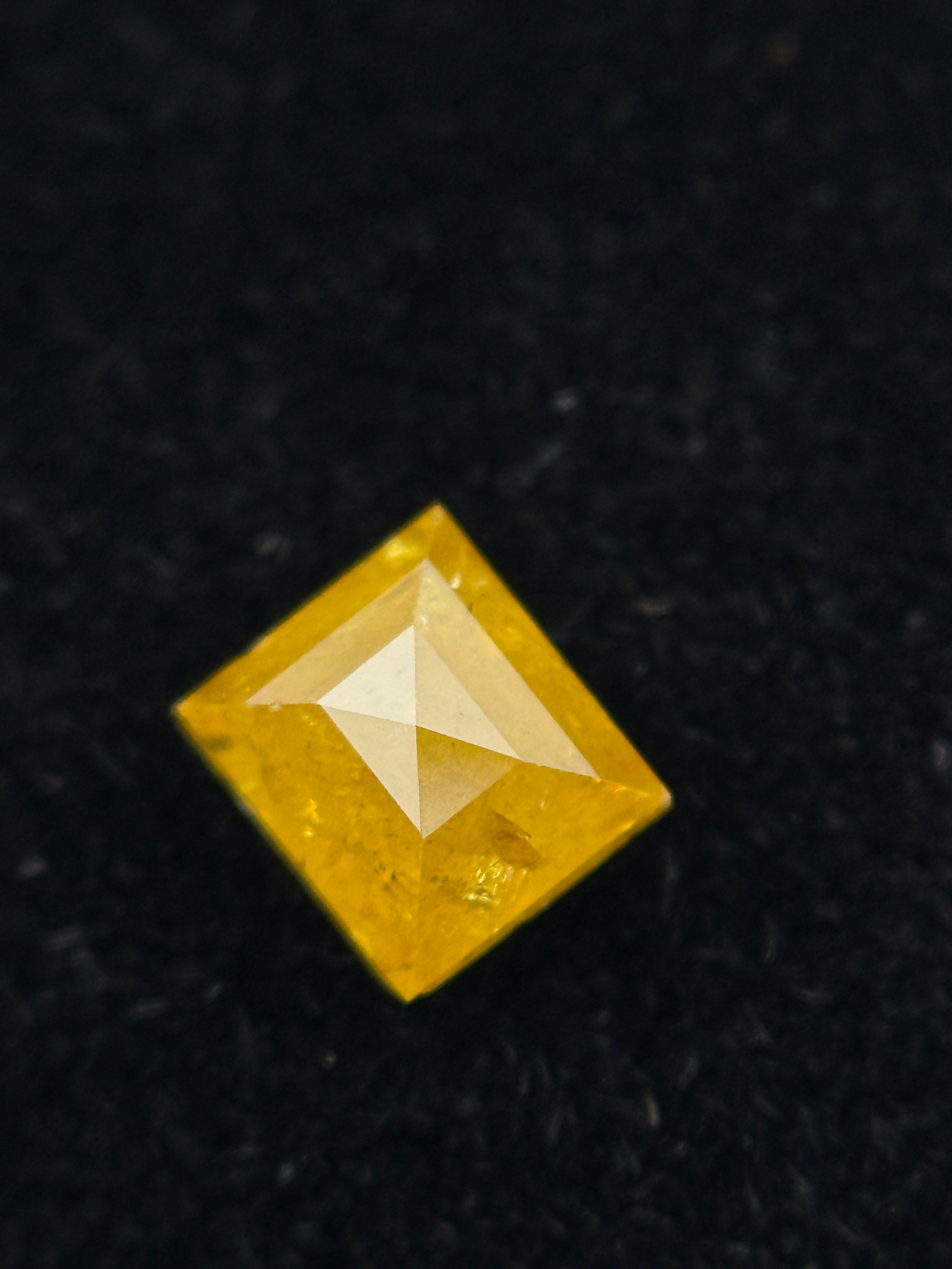 0.46 Ct Square Rose Cut Yellow Natural Antique Diamond