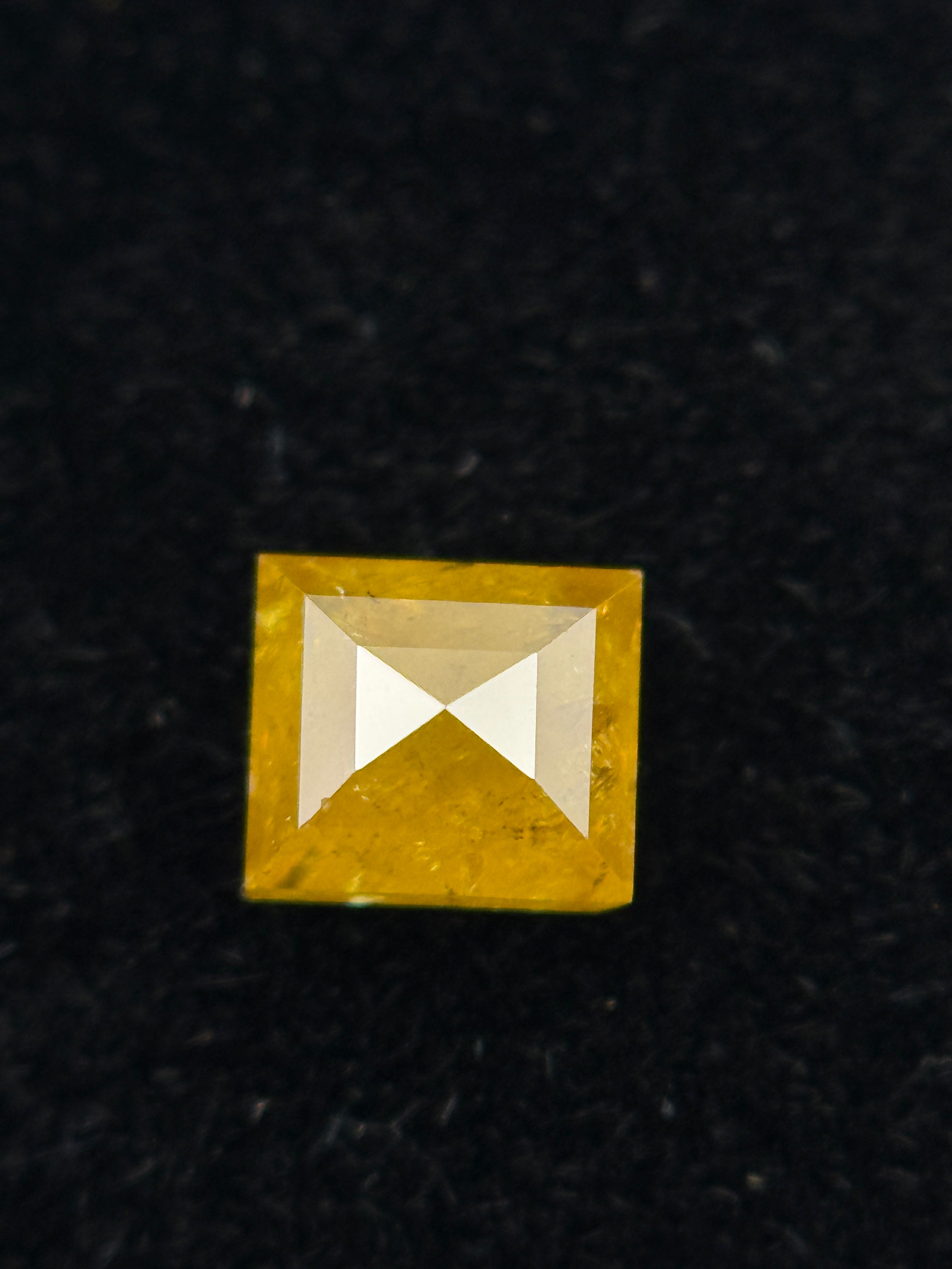 0.46 Ct Square Rose Cut Yellow Natural Antique Diamond