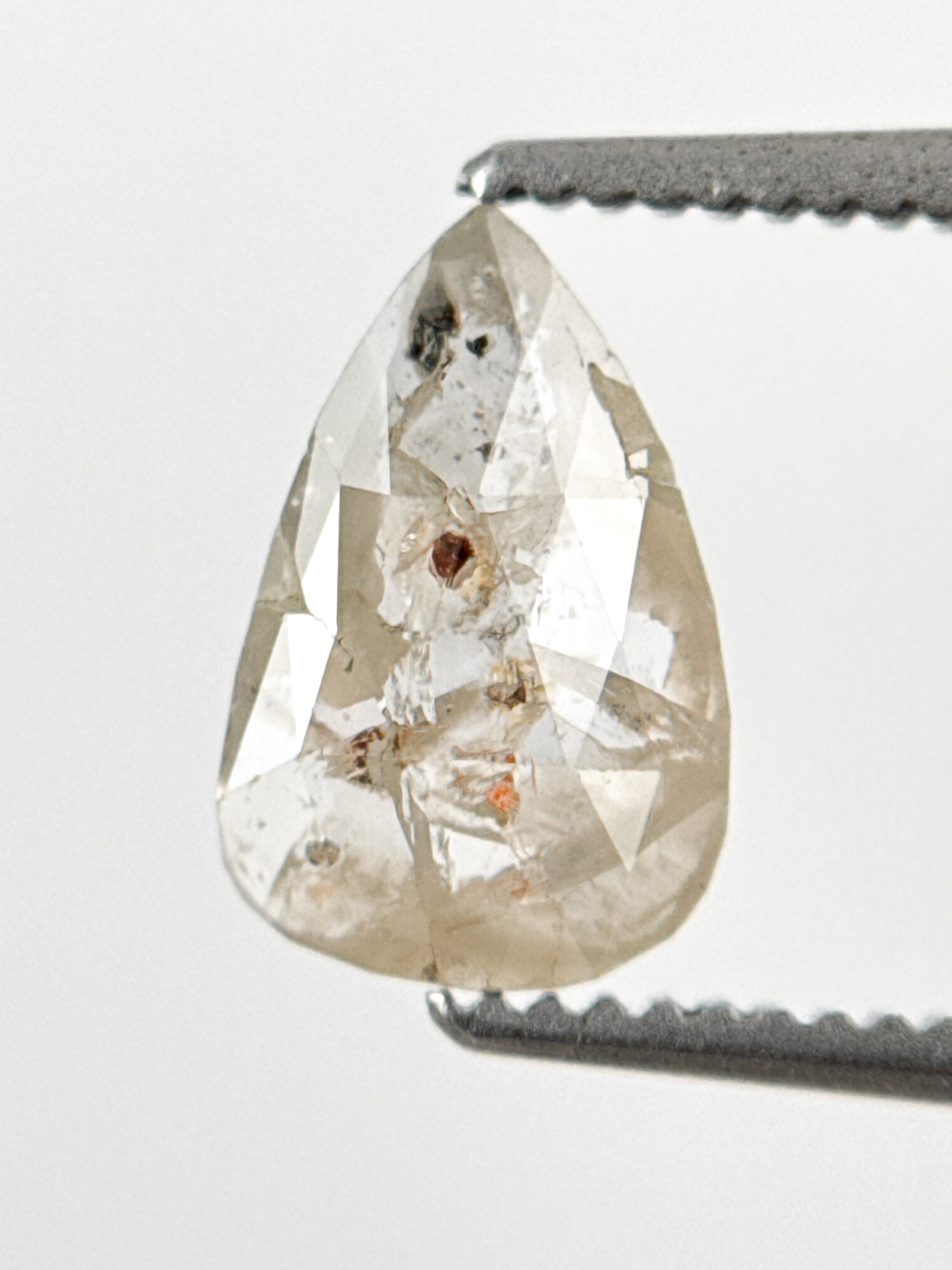 0.90 Ct Pear Rose Cut Grey Natural Fancy Diamond