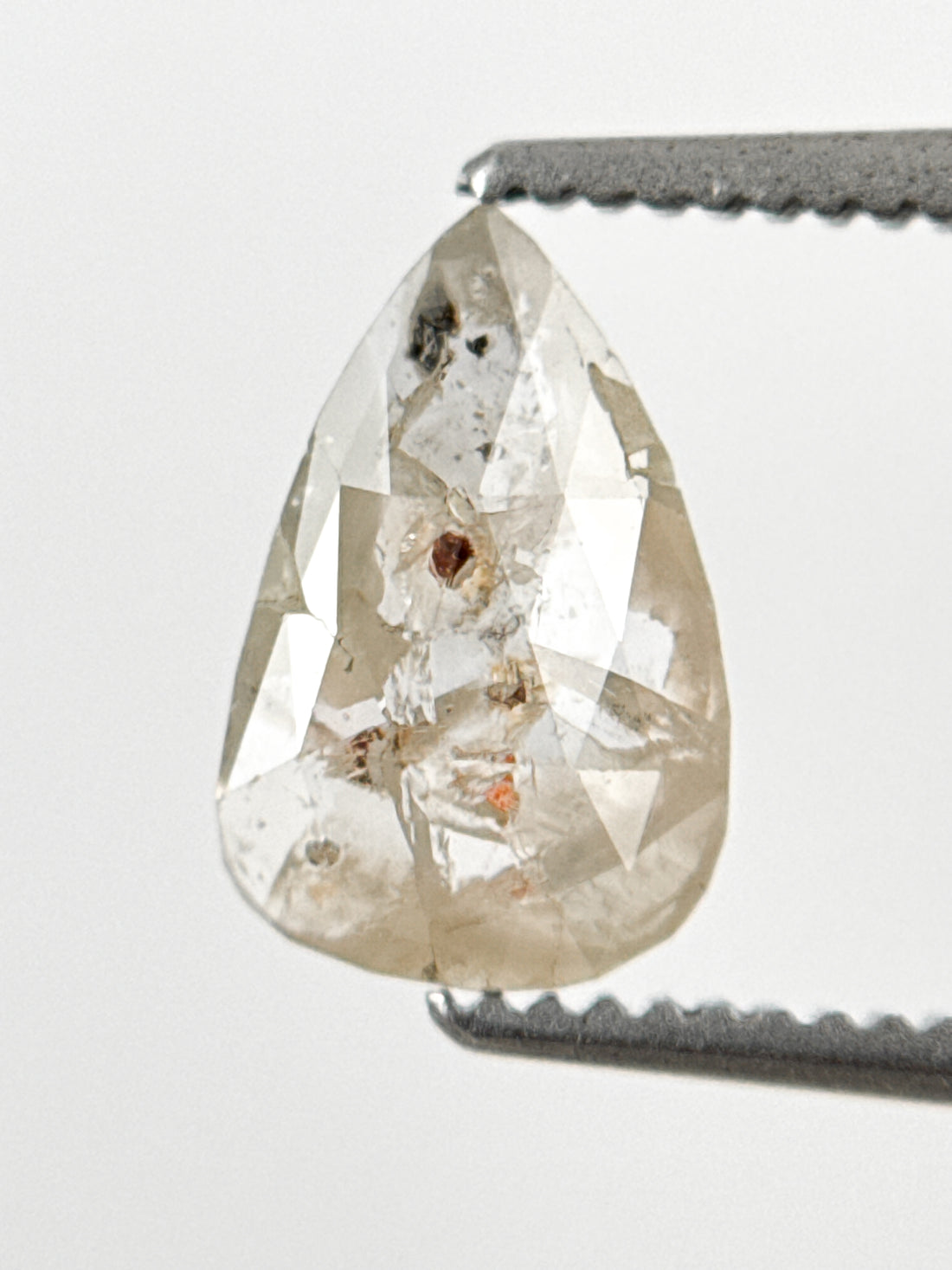 0.90 Ct Pear Rose Cut Grey Natural Fancy Diamond