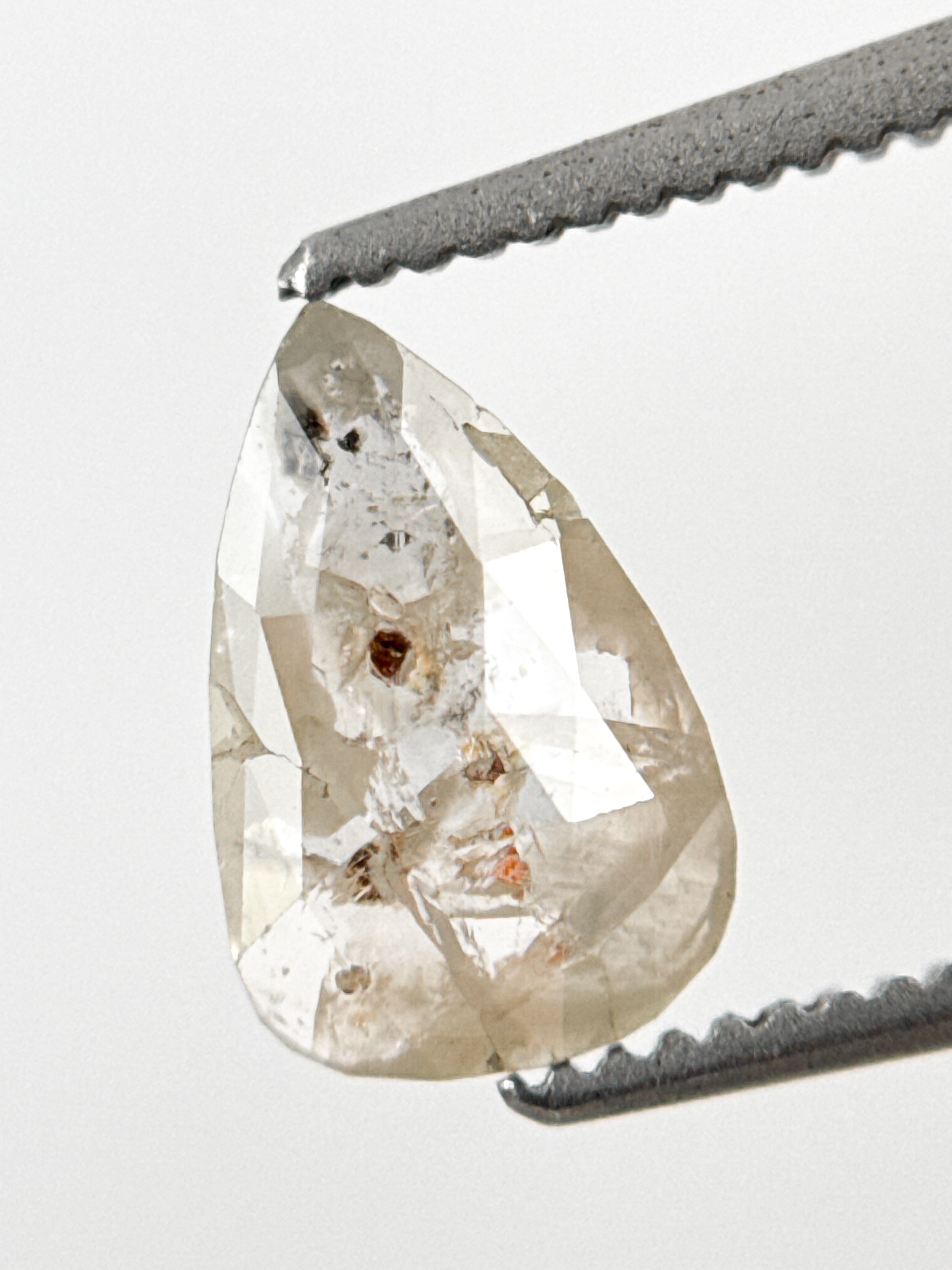 0.90 Ct Pear Rose Cut Grey Natural Fancy Diamond
