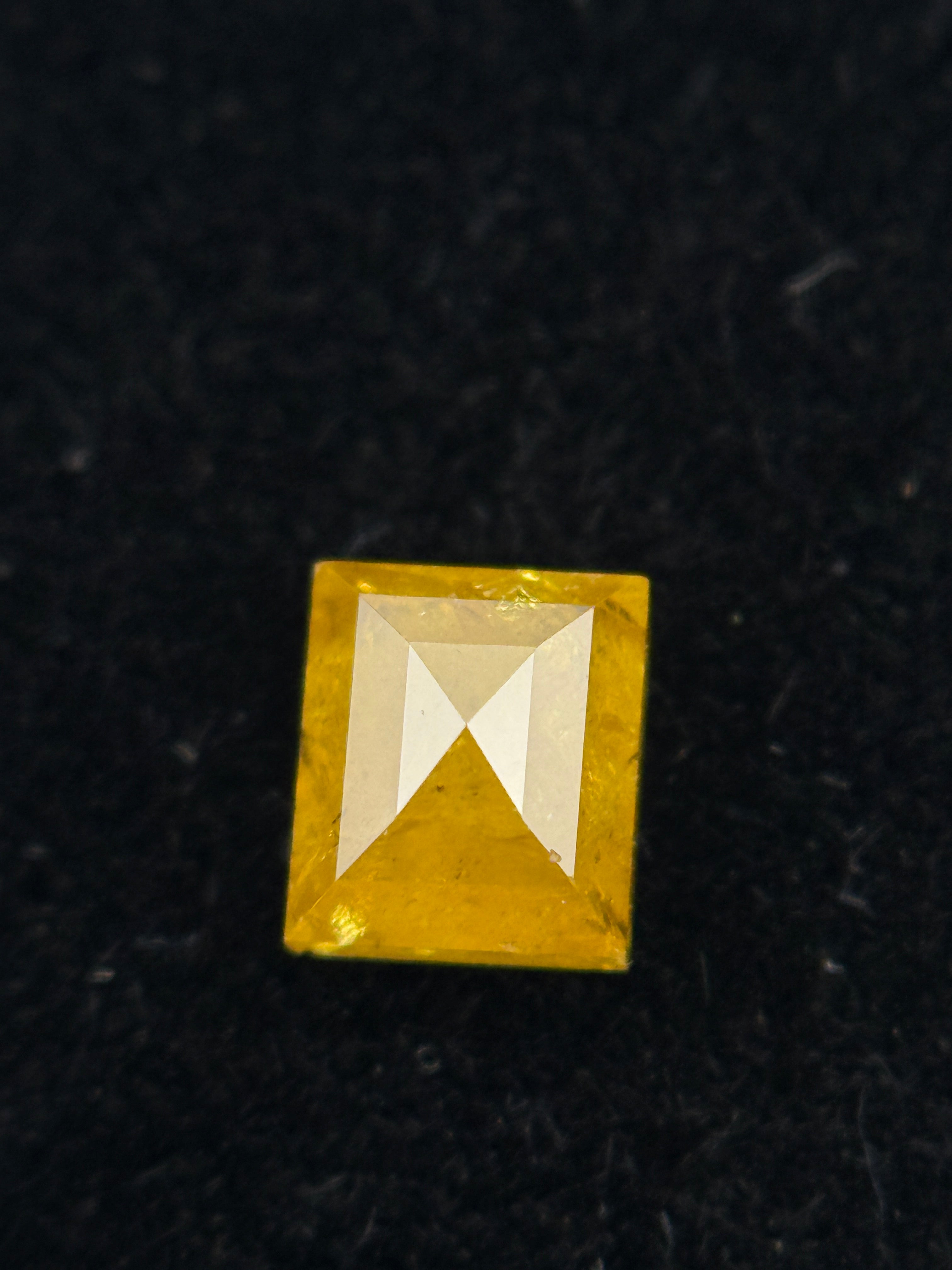 0.46 Ct Square Rose Cut Yellow Natural Antique Diamond