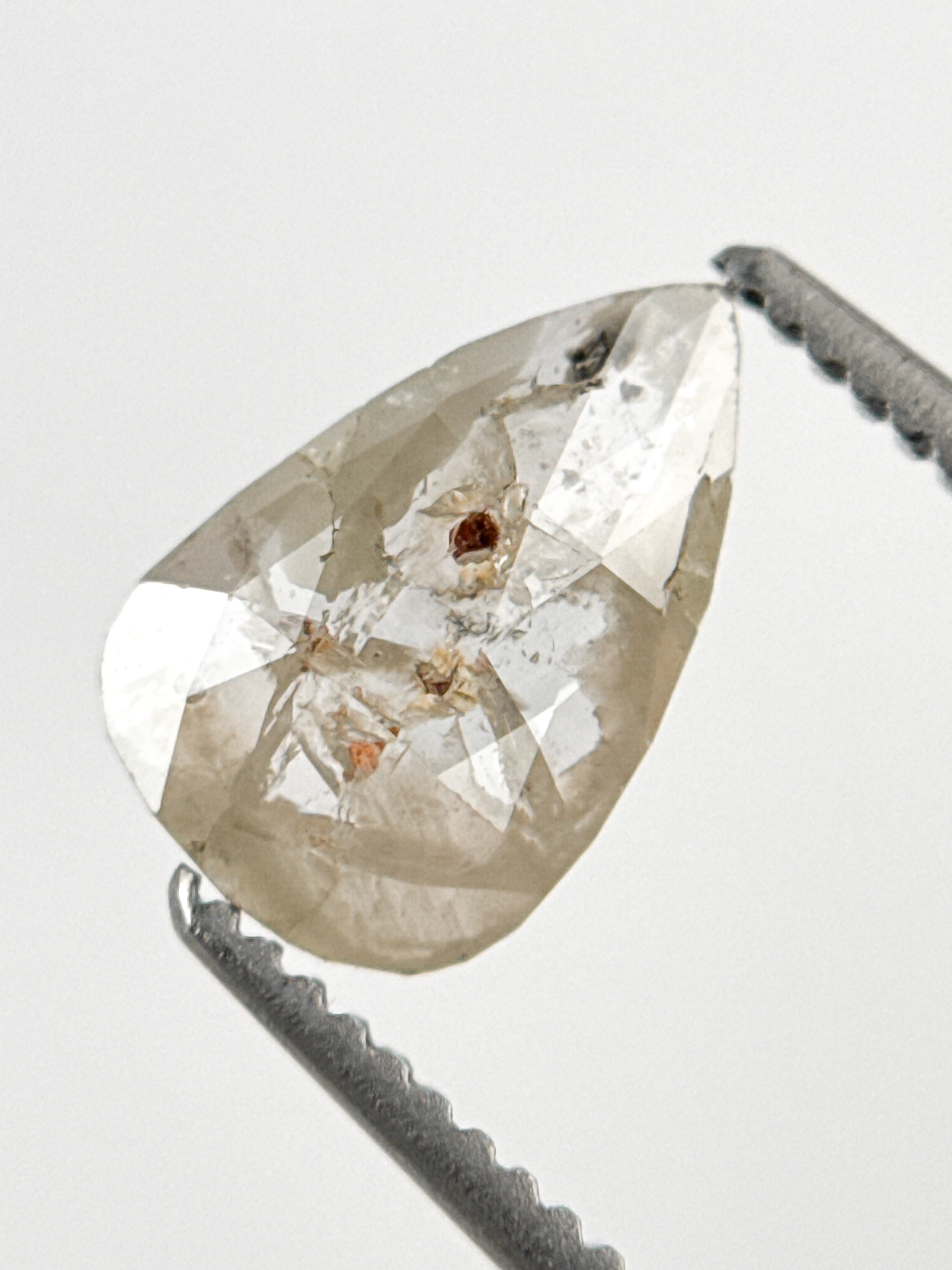 0.90 Ct Pear Rose Cut Grey Natural Fancy Diamond