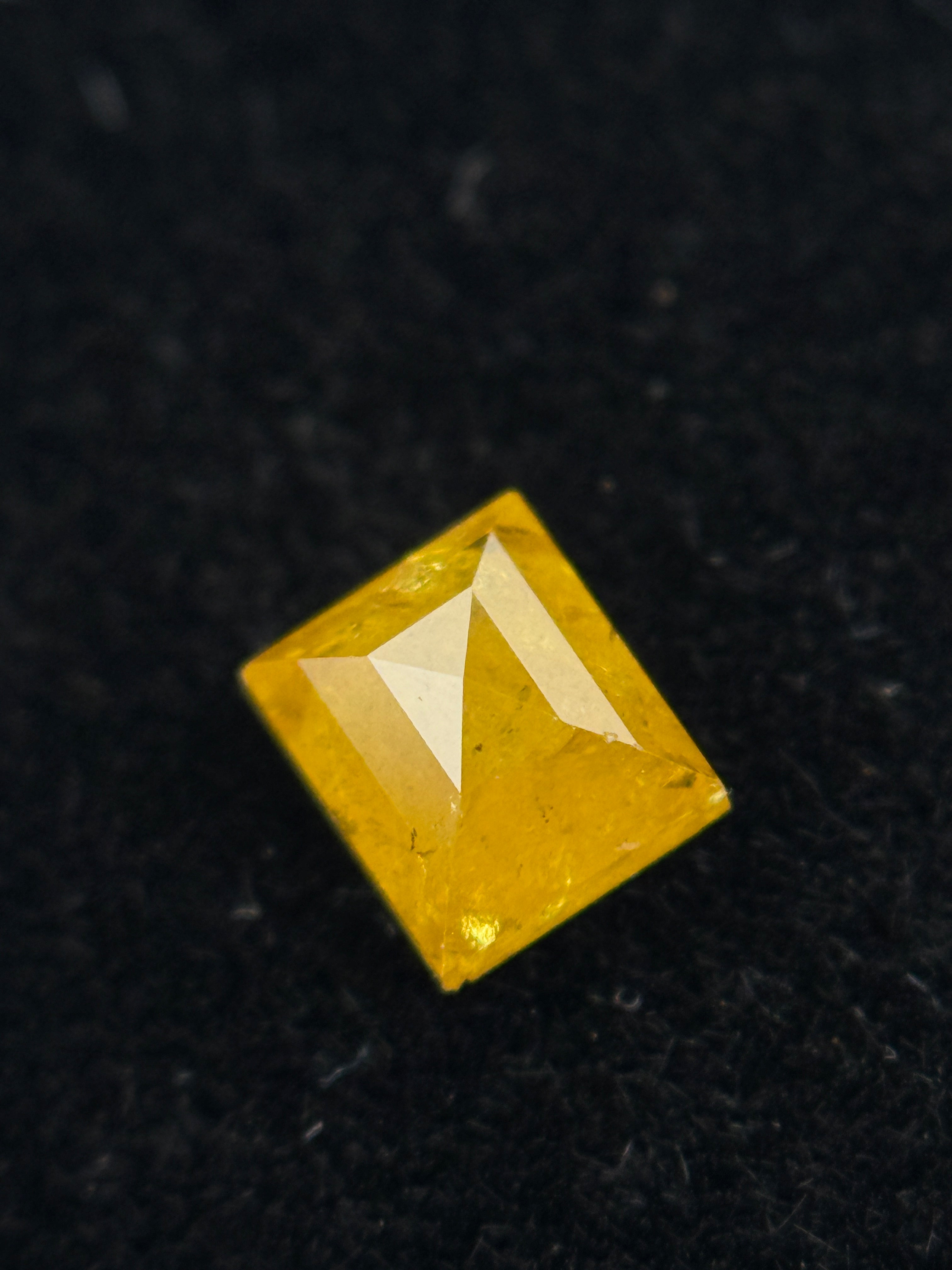 0.46 Ct Square Rose Cut Yellow Natural Antique Diamond