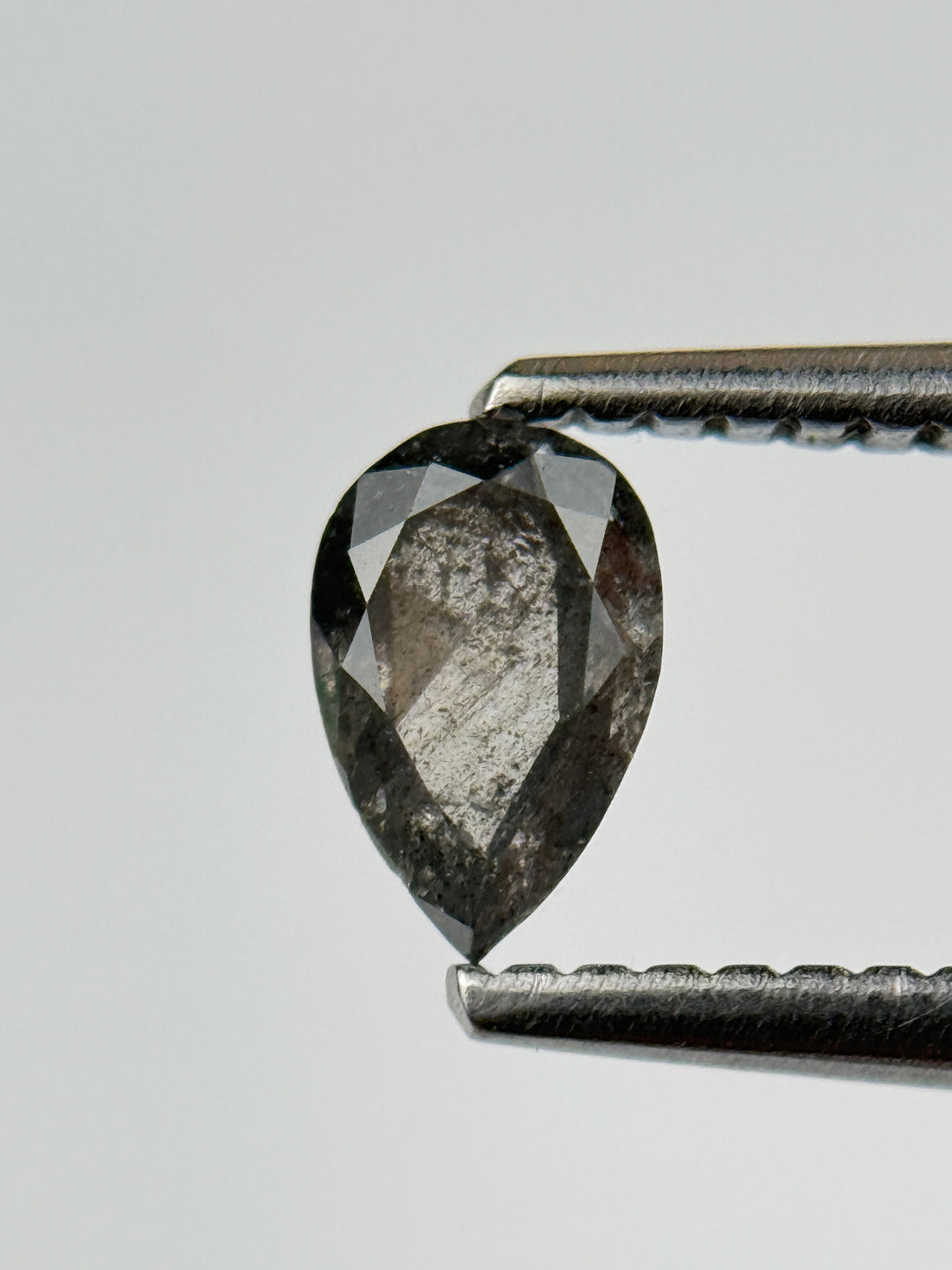 0.41 Ct Pear Rose Cut Grey Natural Salt and Pepper Diamond