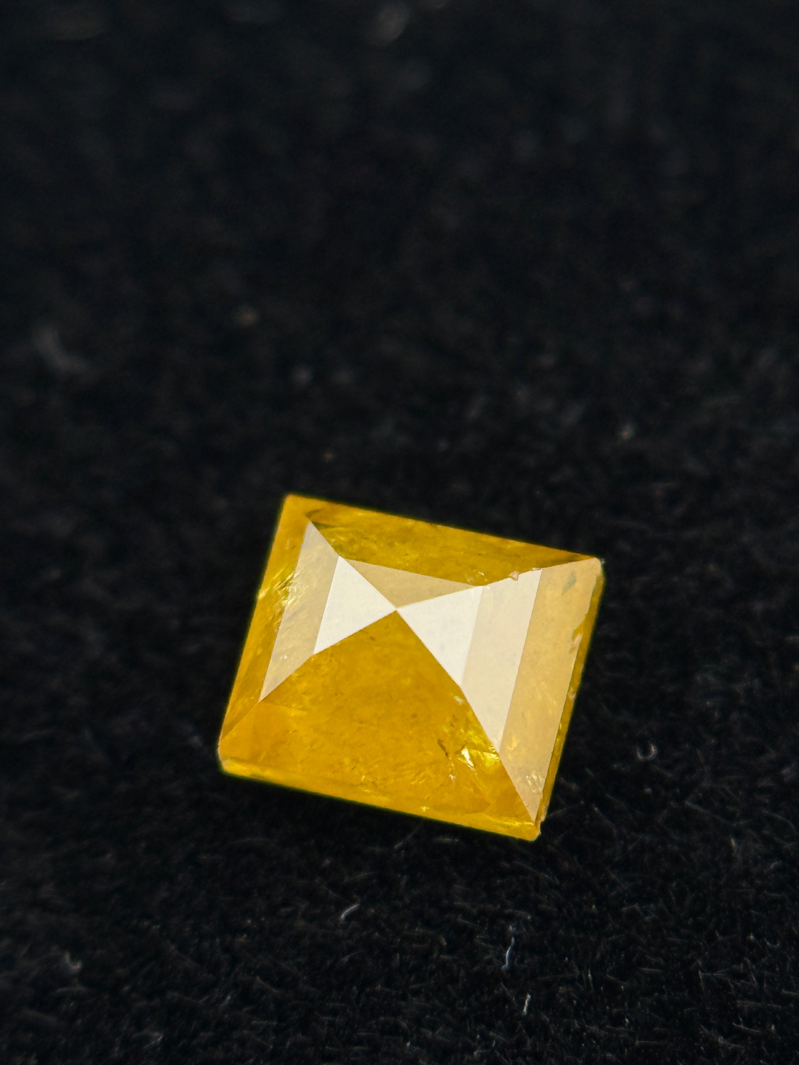 0.46 Ct Square Rose Cut Yellow Natural Antique Diamond