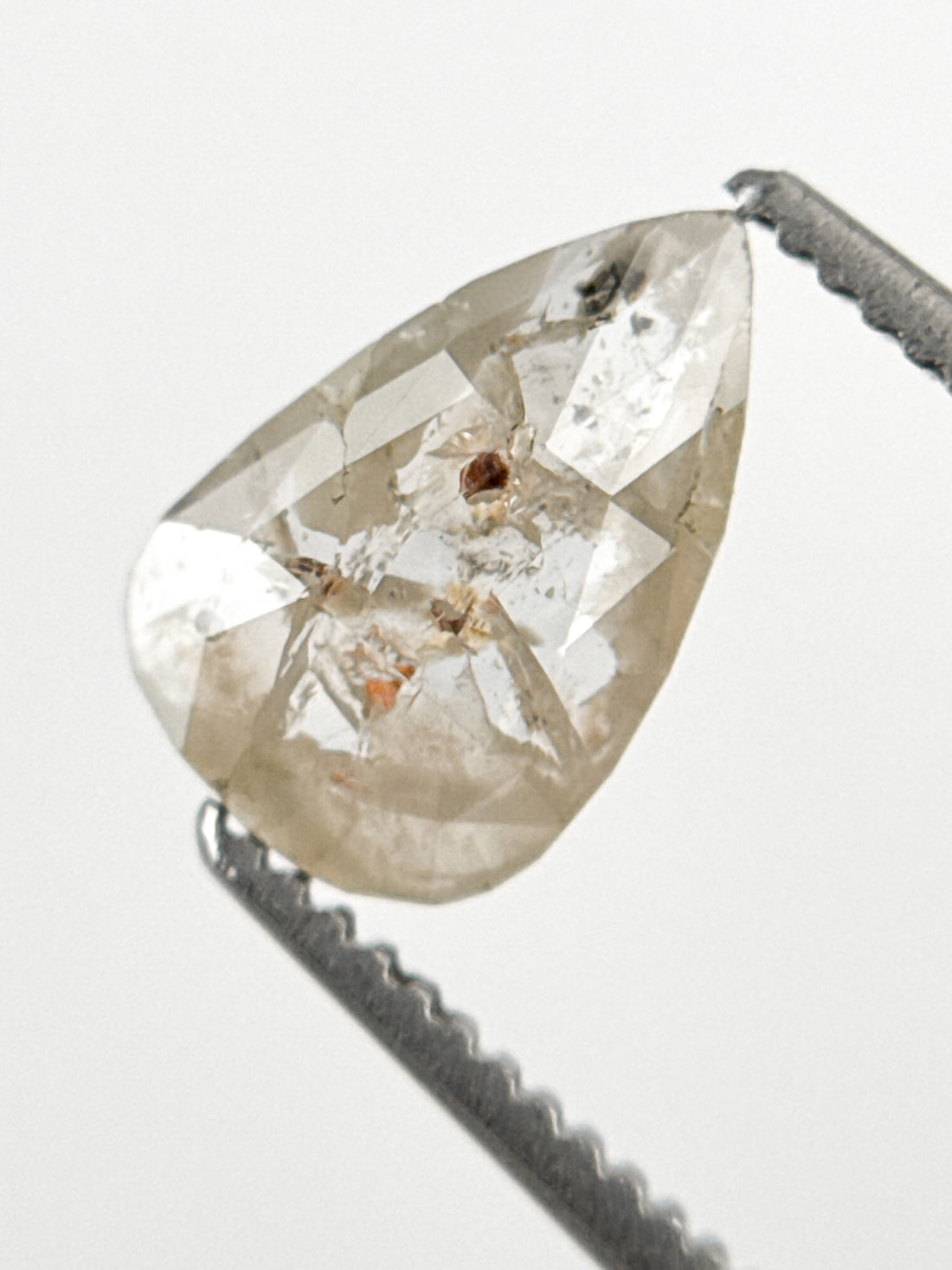 0.90 Ct Pear Rose Cut Grey Natural Fancy Diamond