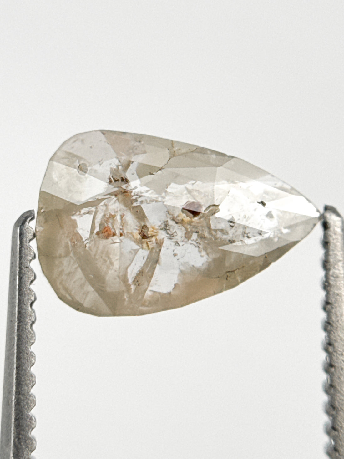 0.90 Ct Pear Rose Cut Grey Natural Fancy Diamond
