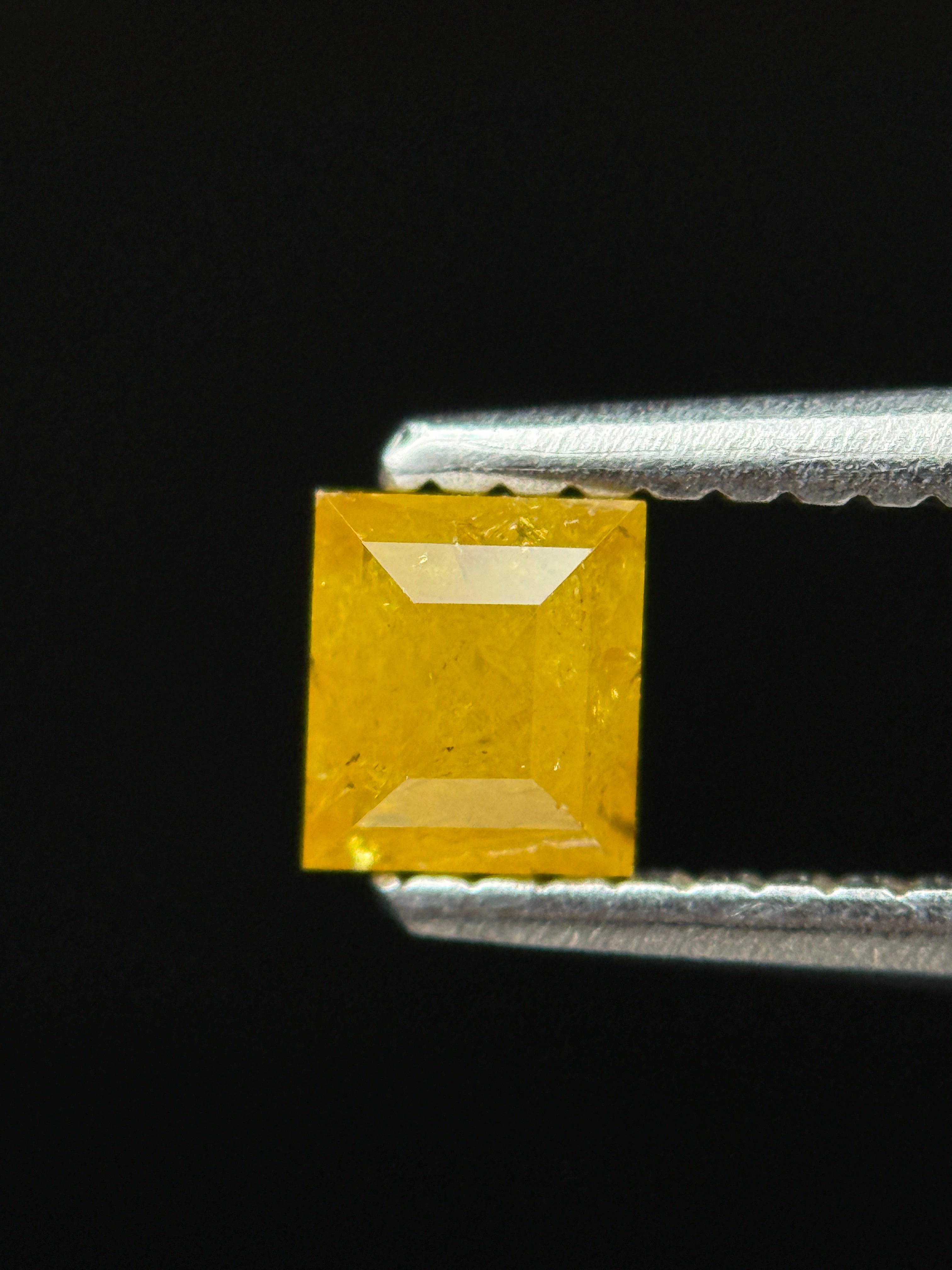 0.46 Ct Square Rose Cut Yellow Natural Antique Diamond